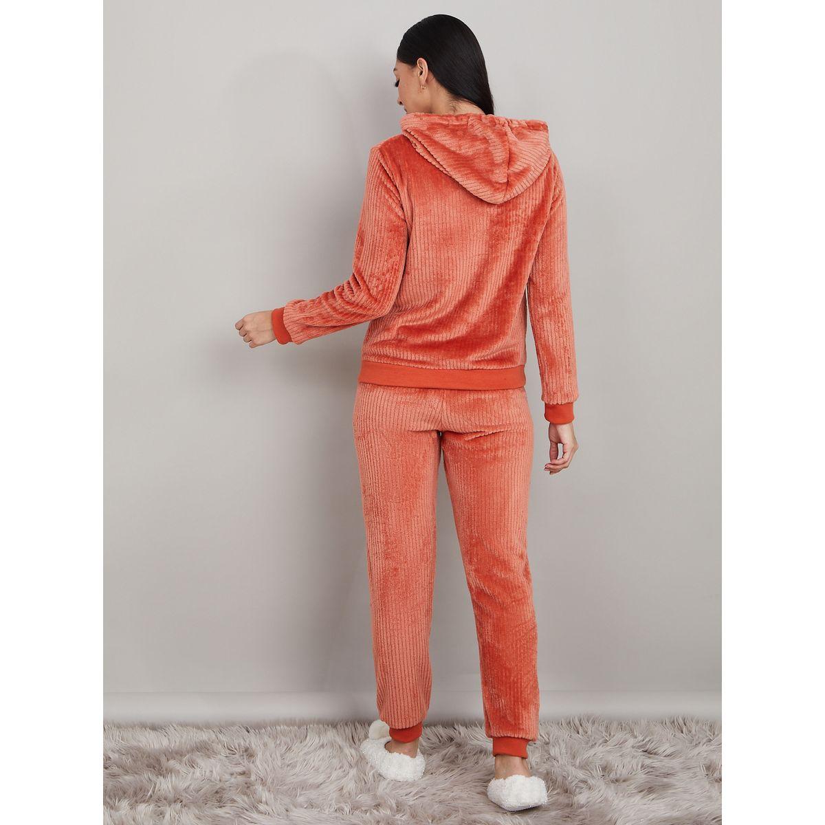 Styli Unwind Fleece Stripe Texture Hoodie and Jogger Lounge Set-women-clothing-coordsets-image-5