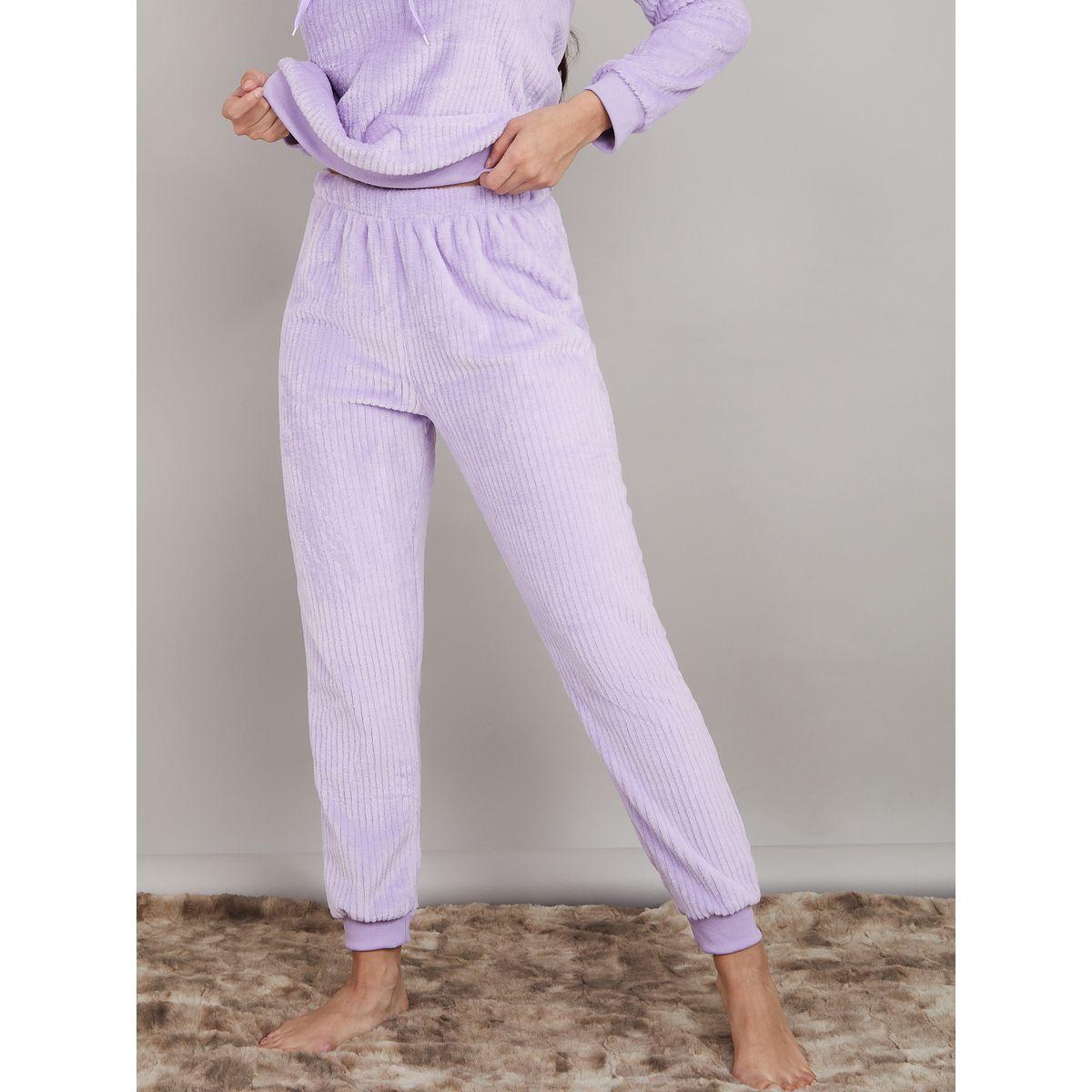 Styli Unwind Fleece Stripe Texture Hoodie and Jogger Lounge Set-women-clothing-coordsets-image-4