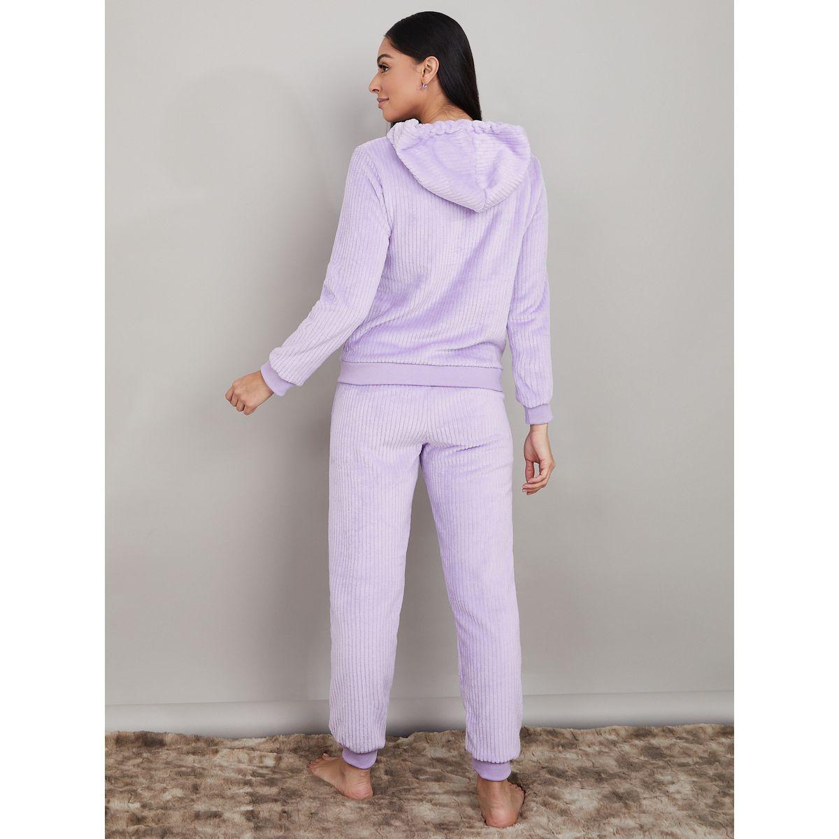 Styli Unwind Fleece Stripe Texture Hoodie and Jogger Lounge Set-women-clothing-coordsets-image-5
