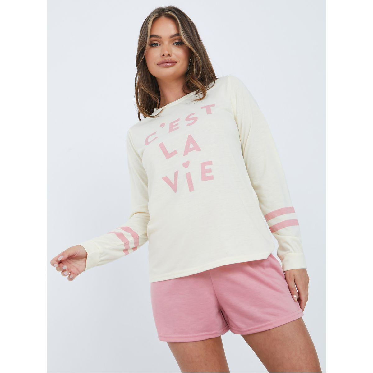 طقم بيجاما من ( بلوزة + شورت )-women-clothing-nightwear-pyjamas-shortsets-image-1