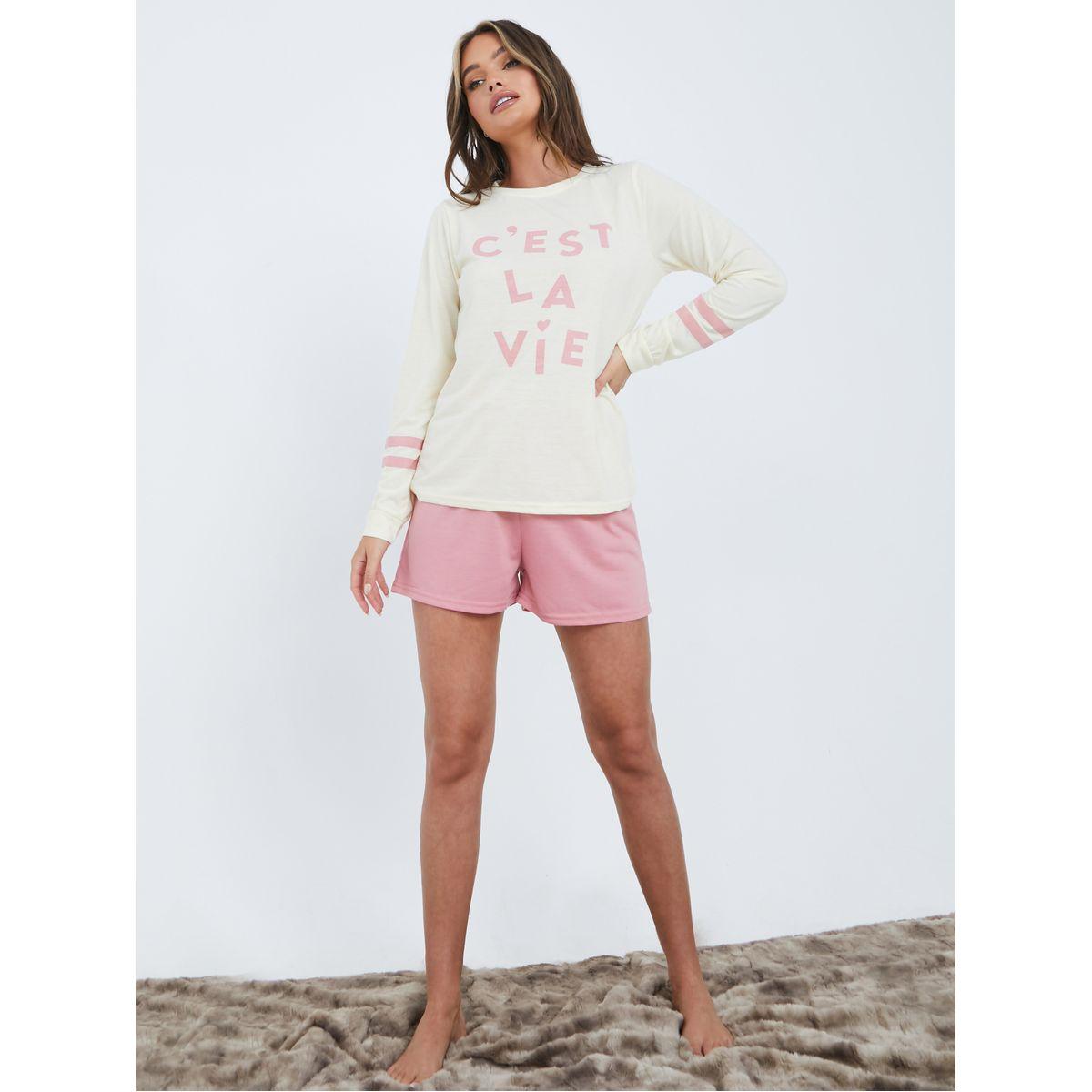 طقم بيجاما من ( بلوزة + شورت )-women-clothing-nightwear-pyjamas-shortsets-image-2