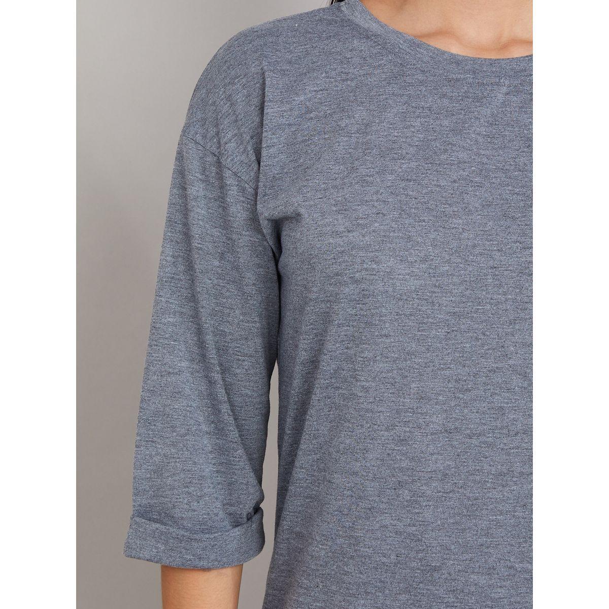 Styli Unwind Solid Marl 3/4 Turn Back Sleep T-Shirt Dress-women-clothing-nightwear-nighties-image-3