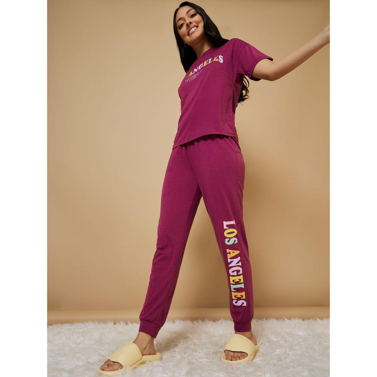 Styli Unwind Multi Los Angeles Print T-shirt and Cuffed Pyjama Set-women-clothing-nightwear-pyjamas-longsets-image-3