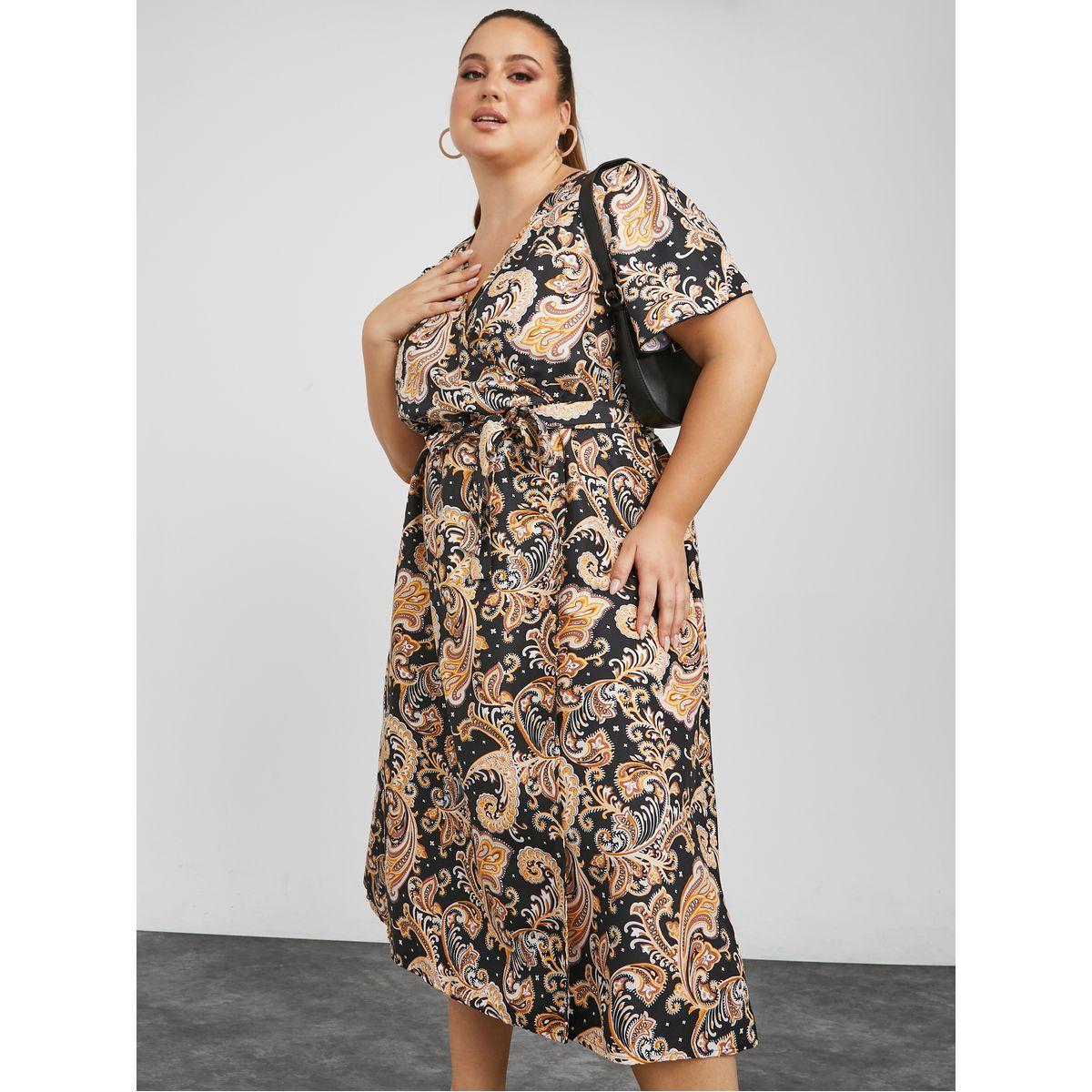 فستان ميدي باكمام قصيرة-women-clothing-dresses-image-1