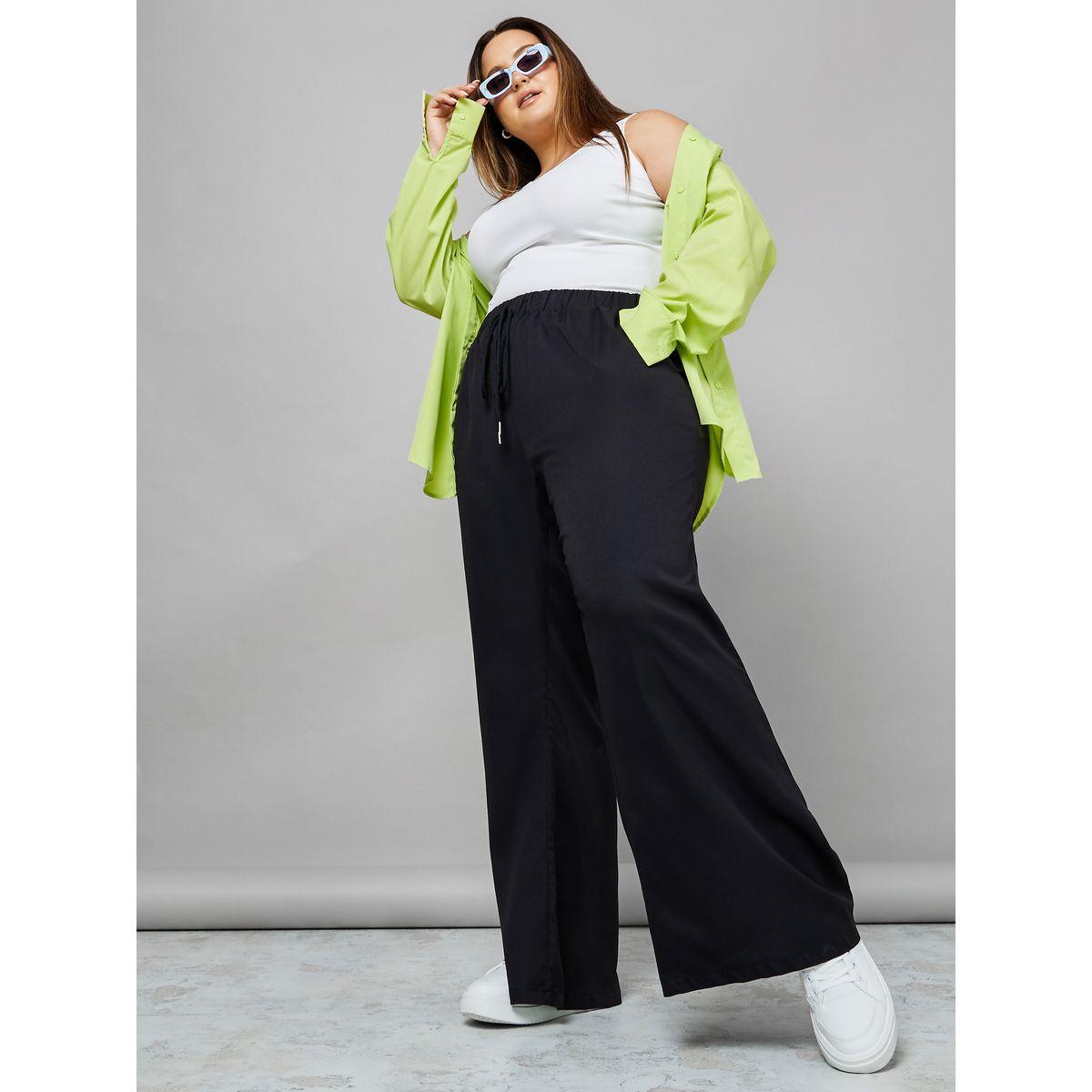 Styli Plus High Waist Woven Wide Leg Trouser-women-clothing-bottoms-joggers-image-1
