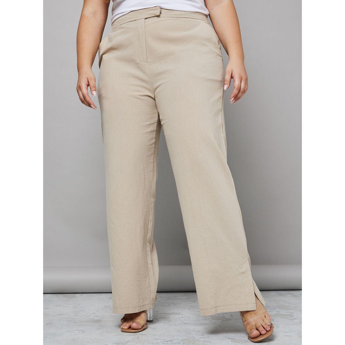 بنطال بقصة واسعة ومزين بشق جانبي-women-clothing-bottoms-trousers-image-2