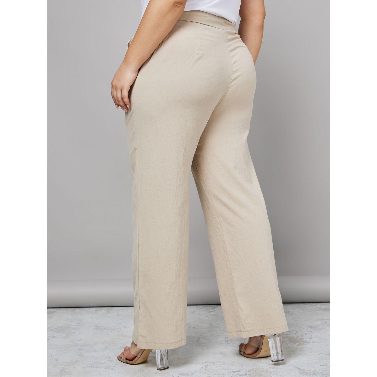 Styli Plus Woven Textured Split Hem Trouser-women-clothing-bottoms-trousers-image-4