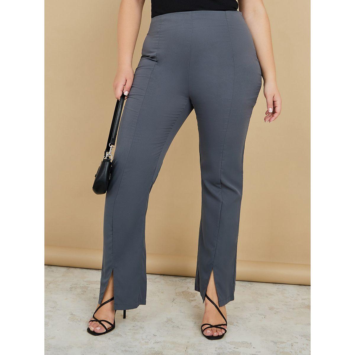Styli Plus High Waist Seam Detail Split Front Trouser-women-clothing-bottoms-trousers-image-1