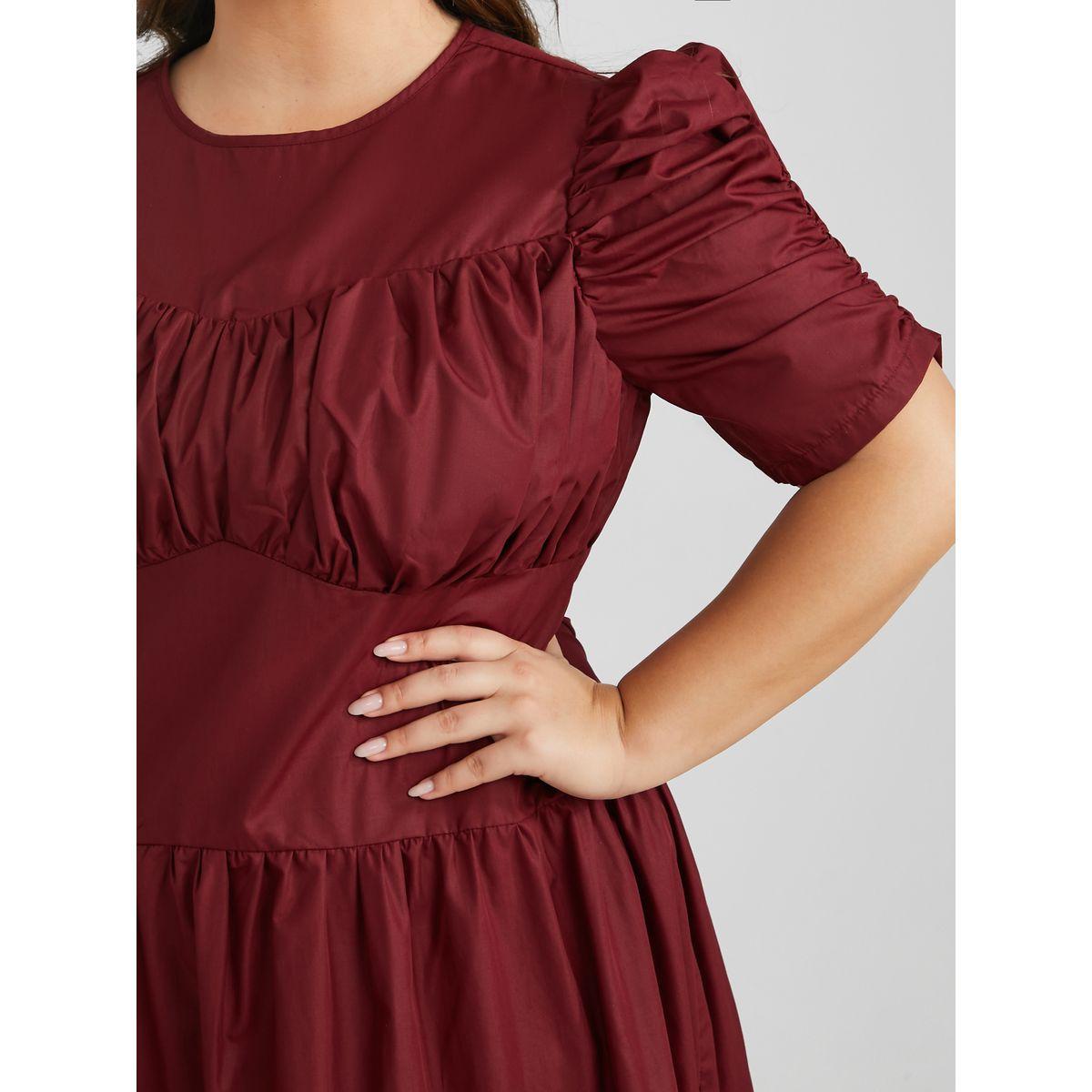 فستان ميدي بكسرات وتفاصيل مزمومة-women-clothing-dresses-image-3