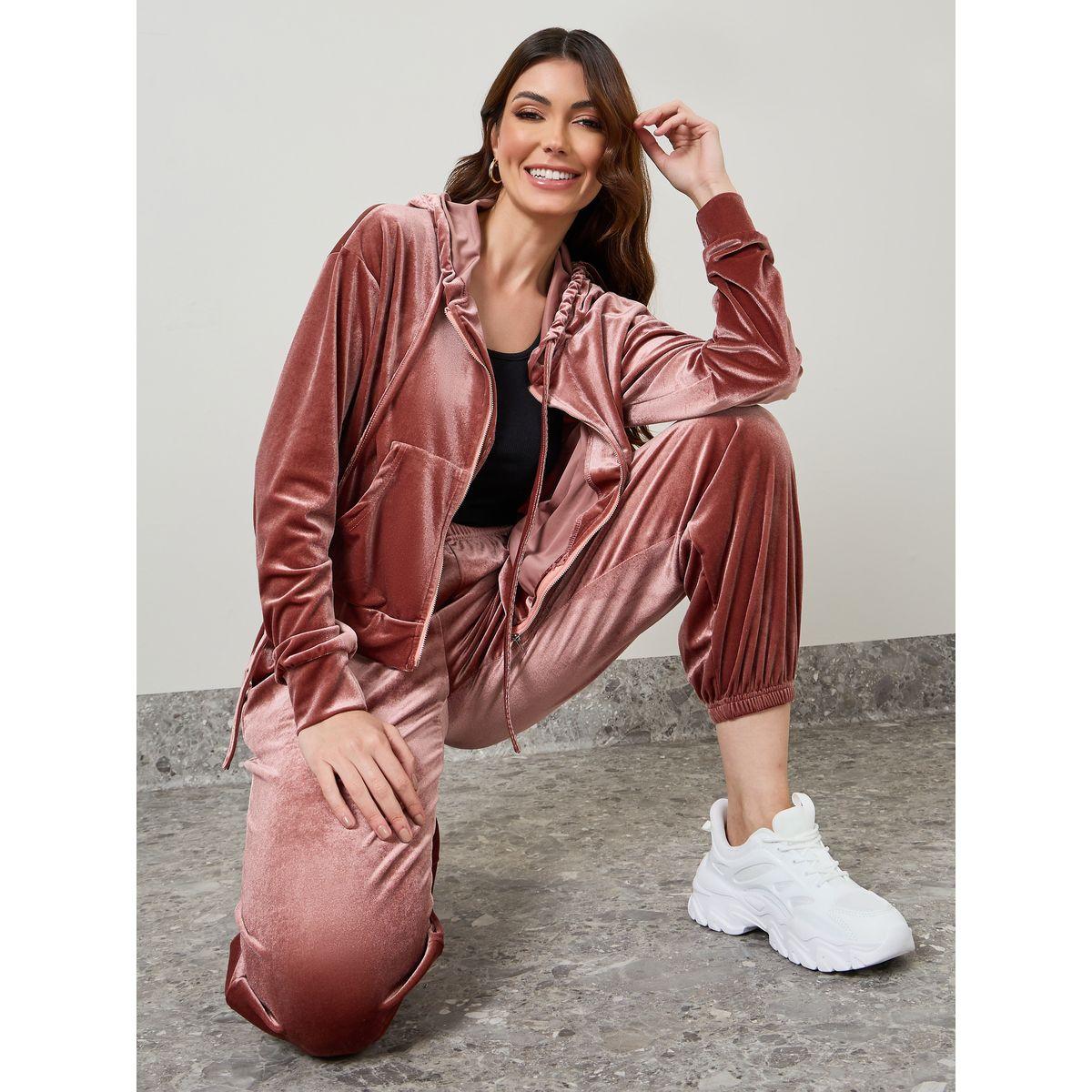 Styli Velour Zip Through Hoodie & Jogger Co-Ords-women-clothing-coordsets-image-1