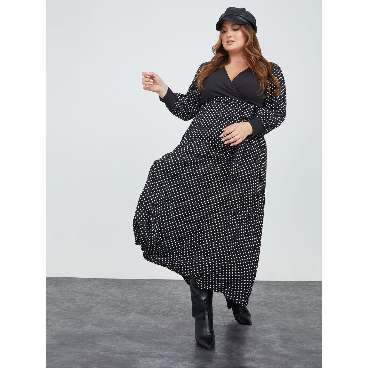 فستان طويل مطبع بنقاط بولكا-women-clothing-dresses-image-1