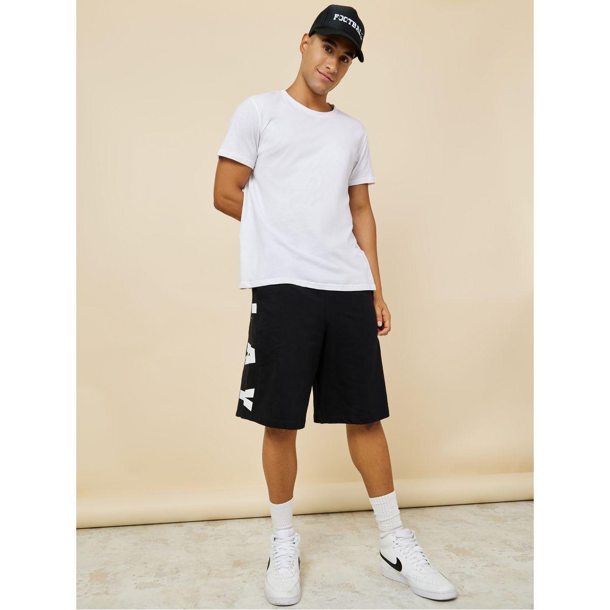 Styli Oversized Terry Shorts with Bold Text Print Detail-men-clothing-bottoms-shorts-image-2