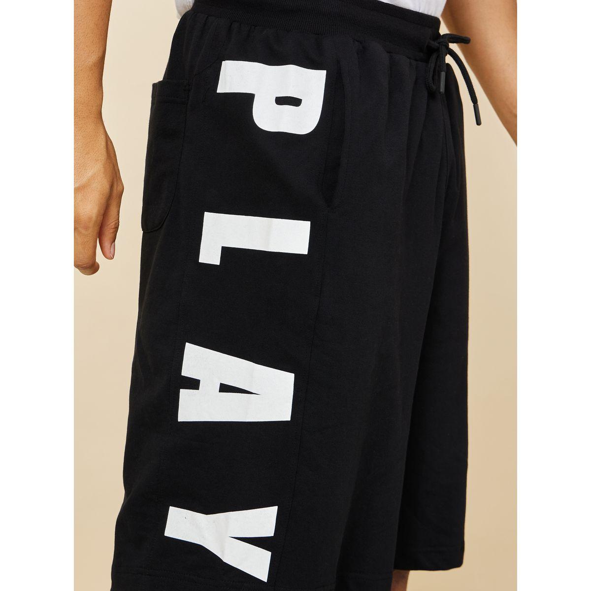 Styli Oversized Terry Shorts with Bold Text Print Detail-men-clothing-bottoms-shorts-image-3