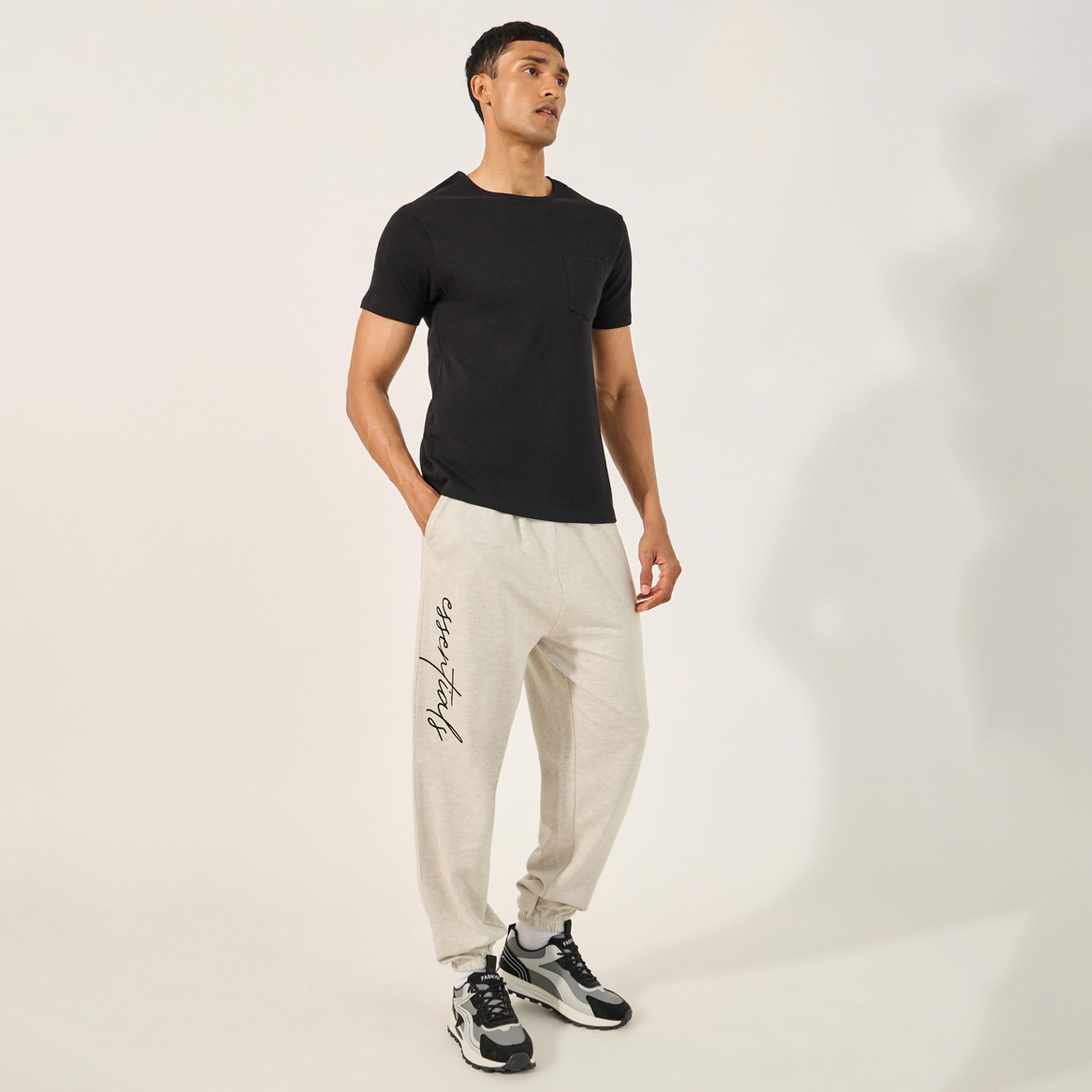 Styli Slogan Print Oversized Jogger with Slip Pocket-men-clothing-bottoms-joggers-image-2