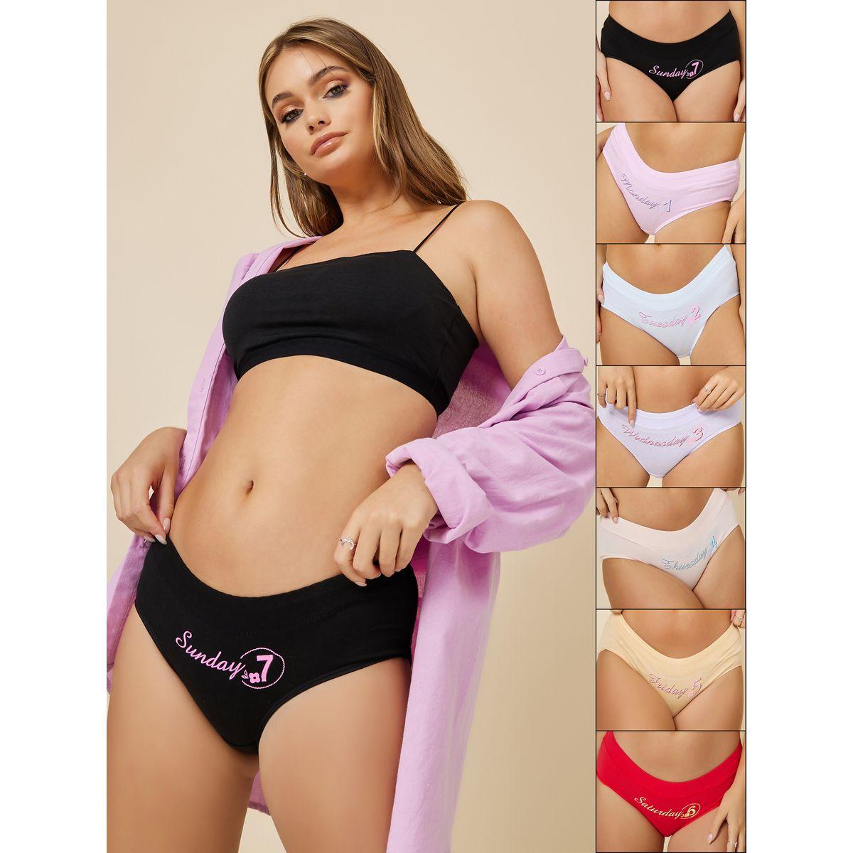 Styli Pack of 7 - Days Of The Week Print Shorts with Wide Waistband-women-clothing-lingerie-panties-image-1