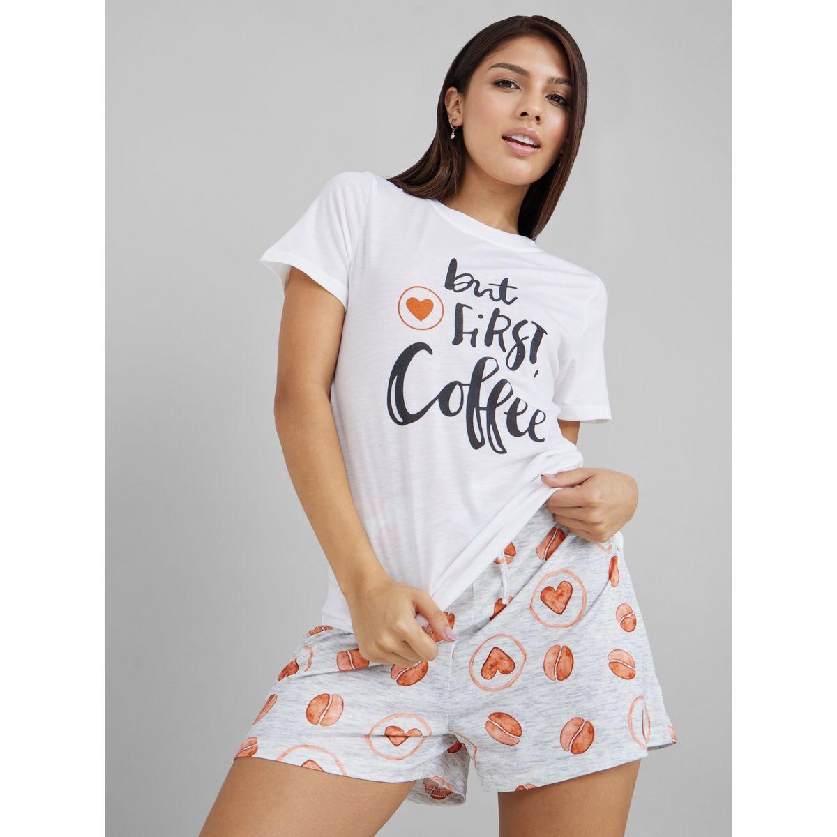 Styli Unwind But First Coffee Slogan T-shirt and Shorts Set-women-clothing-nightwear-pyjamas-shortsets-image-3