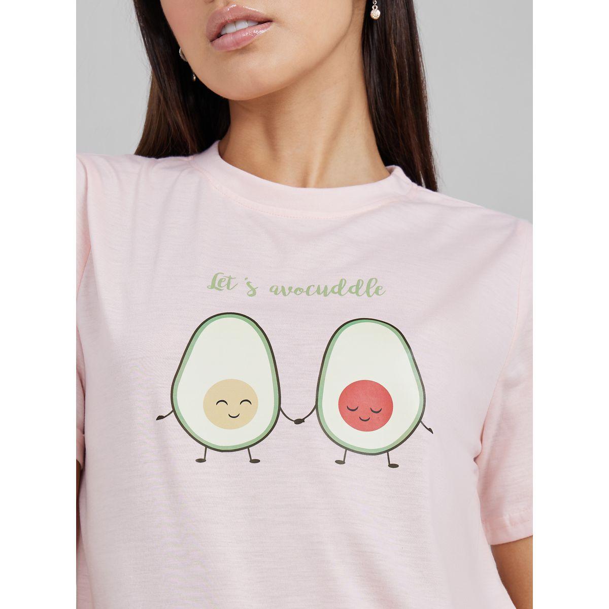 Styli Unwind Avocado Graphic Round Neck T-shirt and AOP Pyjama Set-women-clothing-nightwear-pyjamas-longsets-image-3