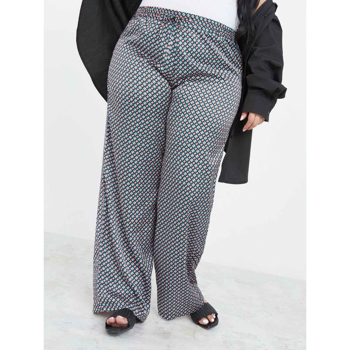Styli Plus High Waist Geo Print Satin Trouser-women-clothing-bottoms-trousers-image-1
