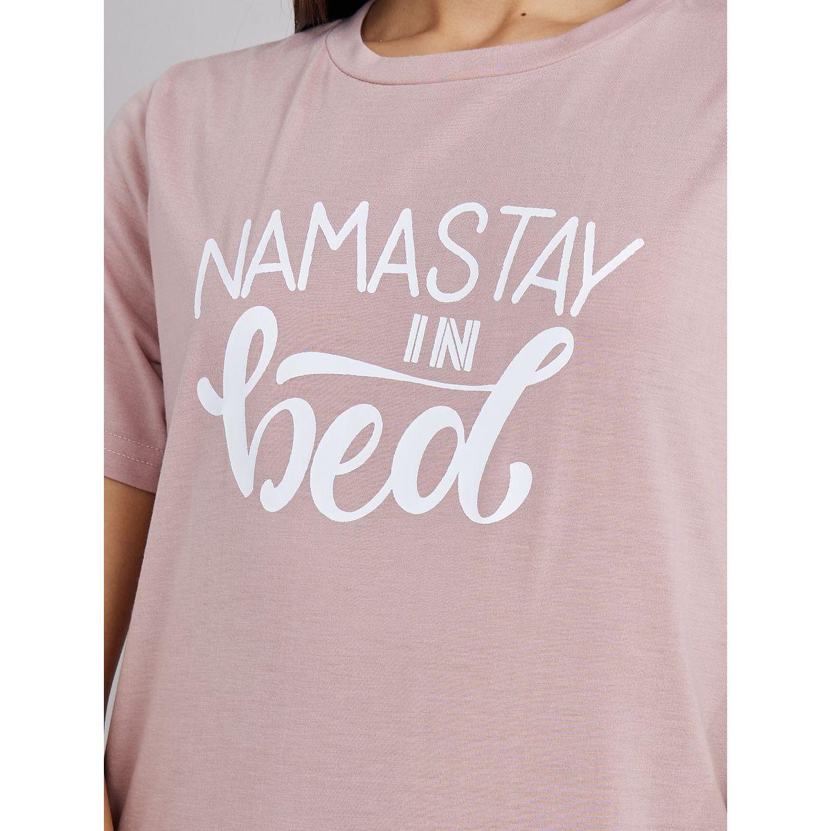 Styli Unwind Namastay In Bed Slogan Print Maxi Sleep T-shirt Dress-women-clothing-nightwear-nighties-image-3