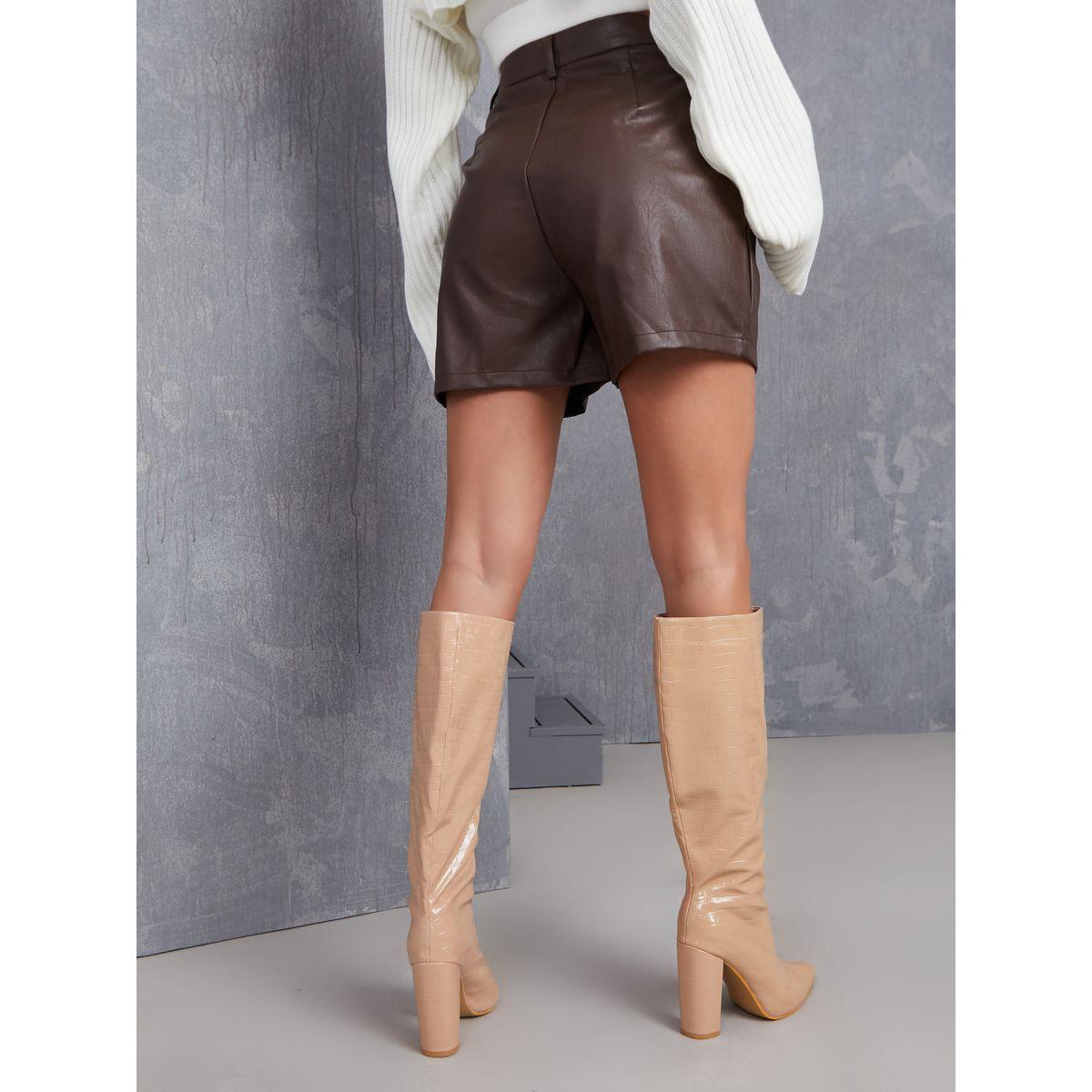 Styli Faux Leather High Waist Tailored Shorts -women-clothing-bottoms-shorts-image-4