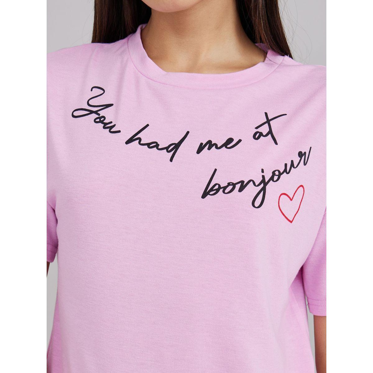 Styli Unwind You Had Me At Bonjour Slogan T-shirt and Heart Print Pyjama Set-women-clothing-nightwear-pyjamas-longsets-image-3