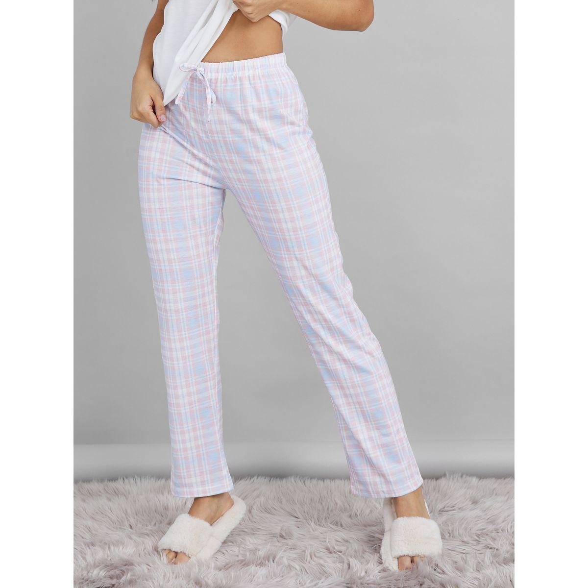 Styli Unwind Good Morning Slogan T-shirt and Checked Pyjama Set-women-clothing-nightwear-pyjamas-longsets-image-5