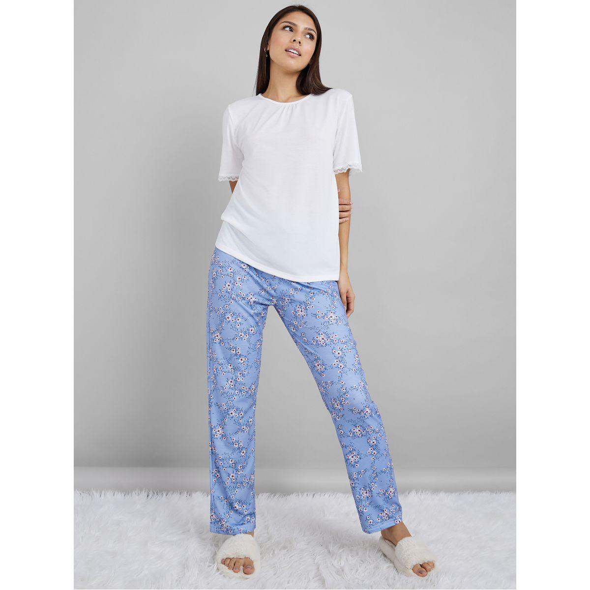 طقم بيجاما من ( بنطال + تيشيرت )-women-clothing-nightwear-pyjamas-longsets-image-1