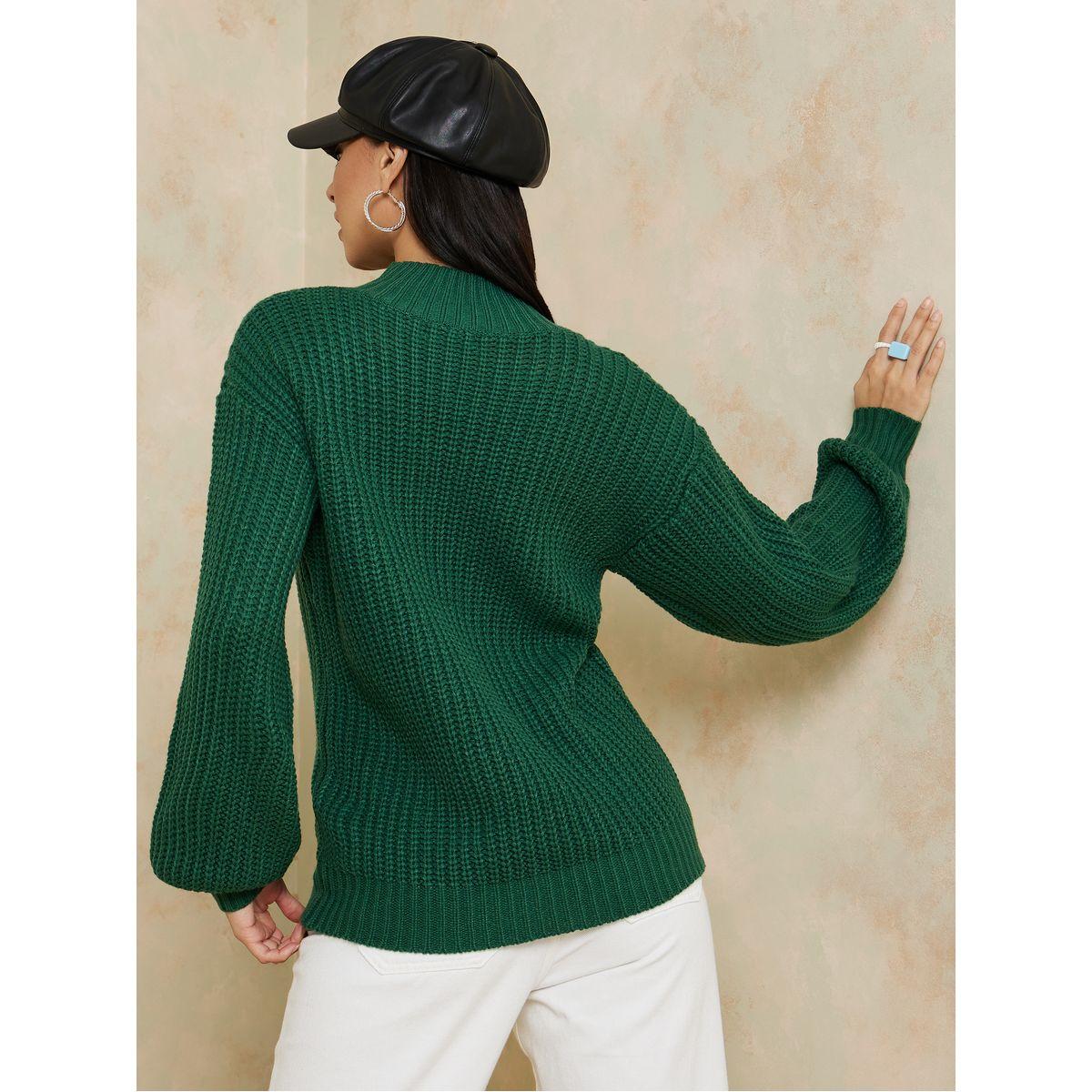 Styli Regular Length Chunky Knit Volume Sleeves Regular Fit Sweater-women-clothing-cardigansandjumpers-jumpers-image-5