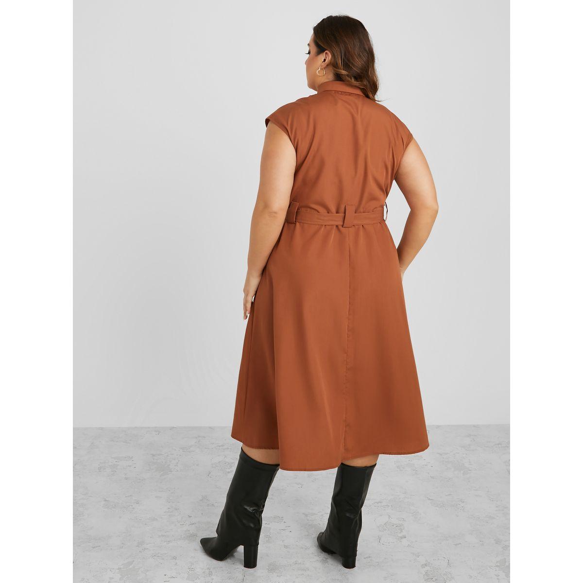 Styli Plus Sleeveless Utility Midaxi Dress with Tie Belt-women-clothing-dresses-image-4