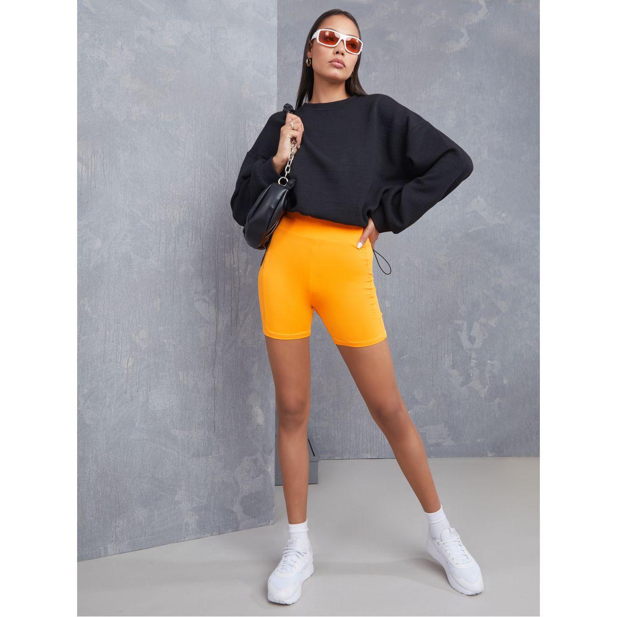 Styli Solid Cycling Shorts with Elasticised Waistband-women-clothing-bottoms-shorts-image-1