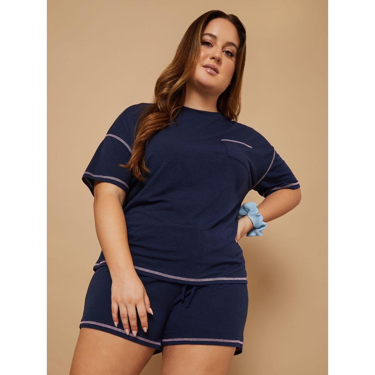 طقم من ( تيشيرت + شورت )-women-clothing-nightwear-pyjamas-shortsets-image-1