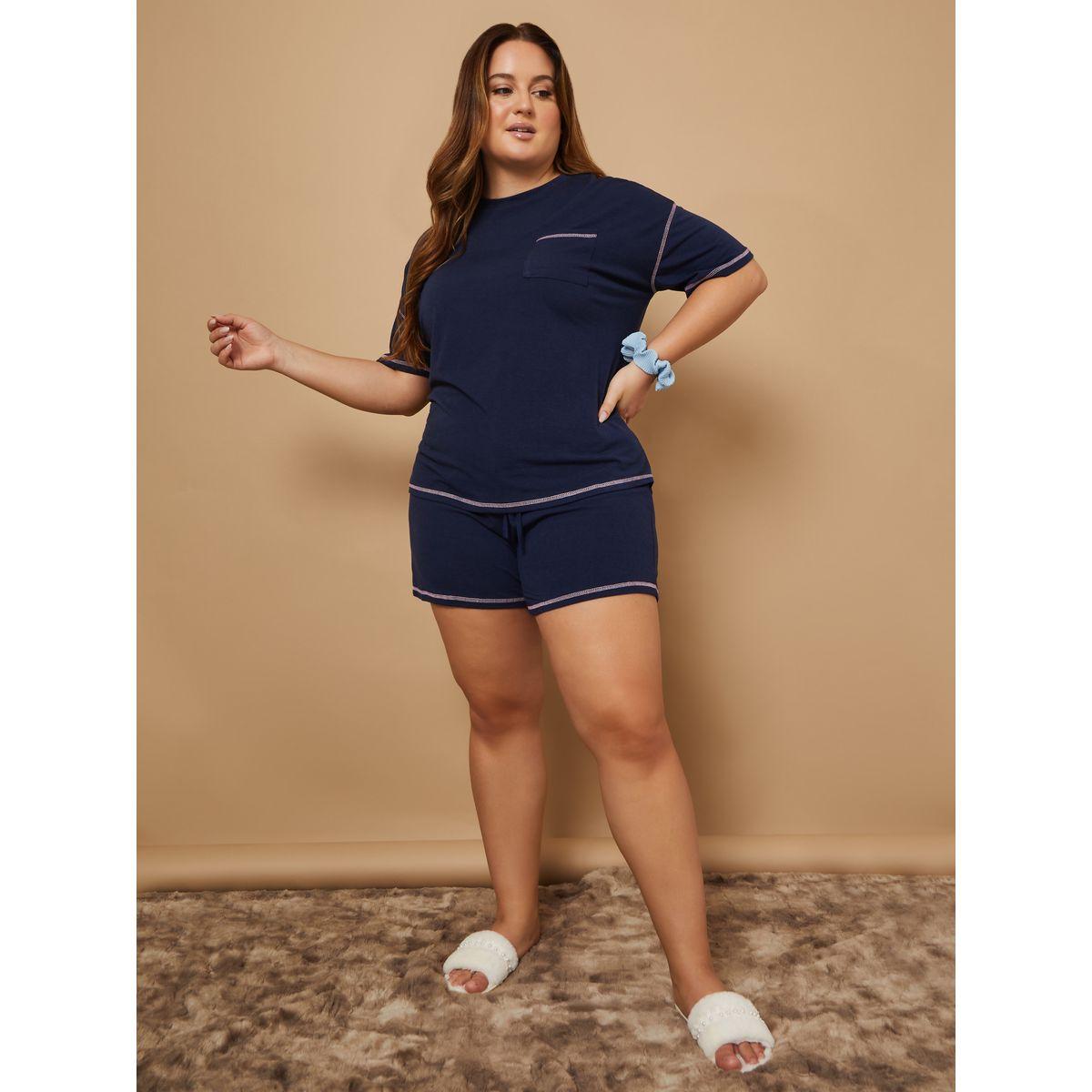طقم من ( تيشيرت + شورت )-women-clothing-nightwear-pyjamas-shortsets-image-2