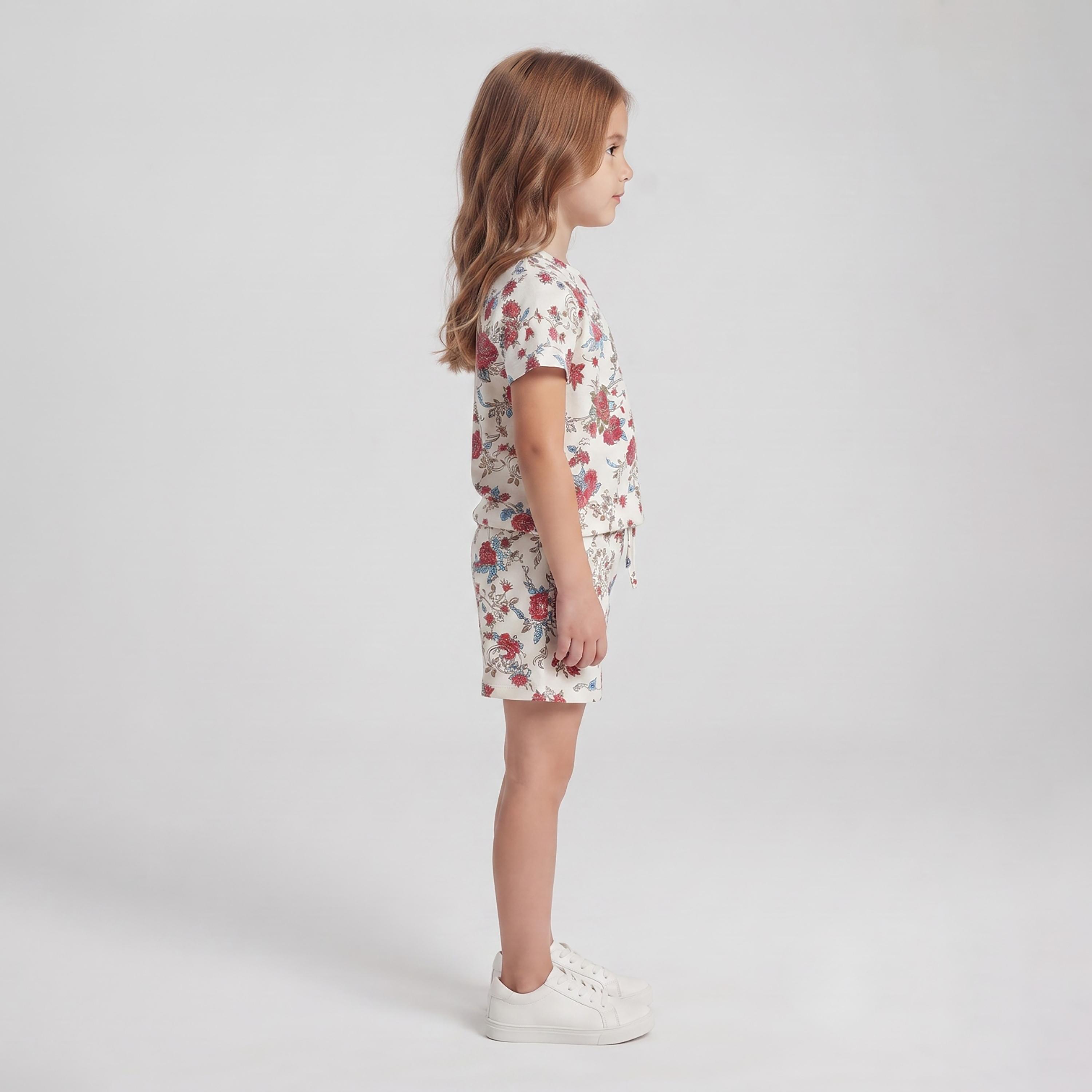 Babyqlo Floral Short Sleeves T-Shirt & Shorts Co-ord Set-baby-girls-clothing-setsandcoords-image-3