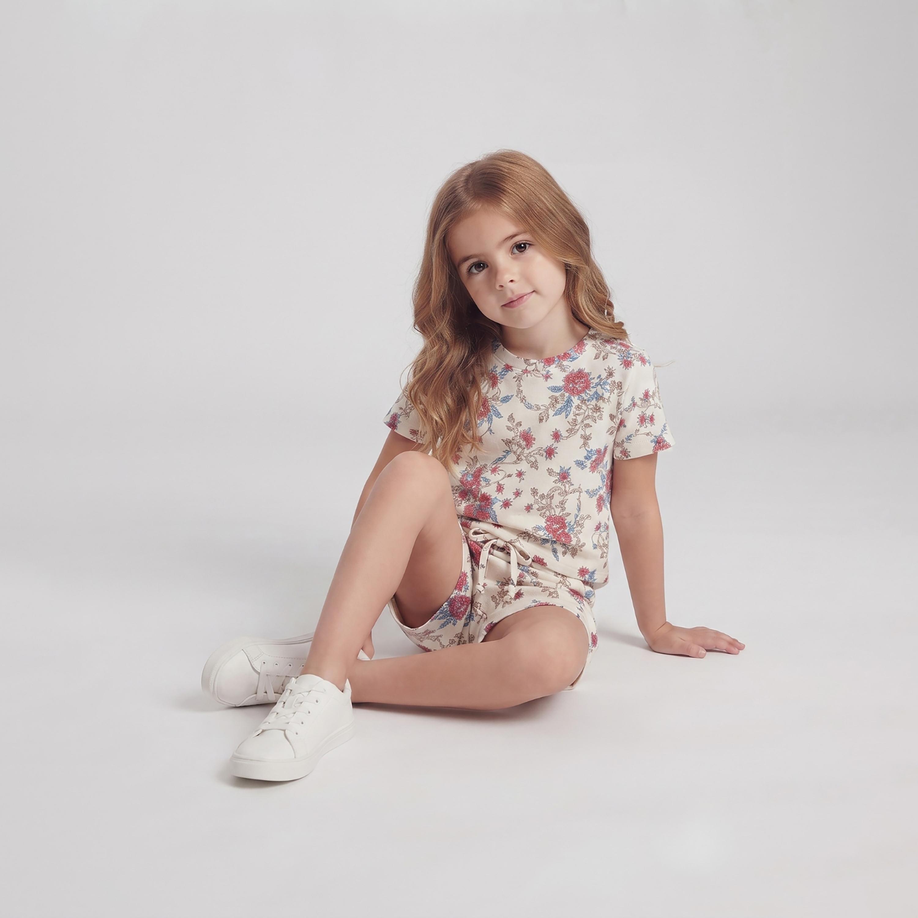 Babyqlo Floral Short Sleeves T-Shirt & Shorts Co-ord Set-baby-girls-clothing-setsandcoords-image-4