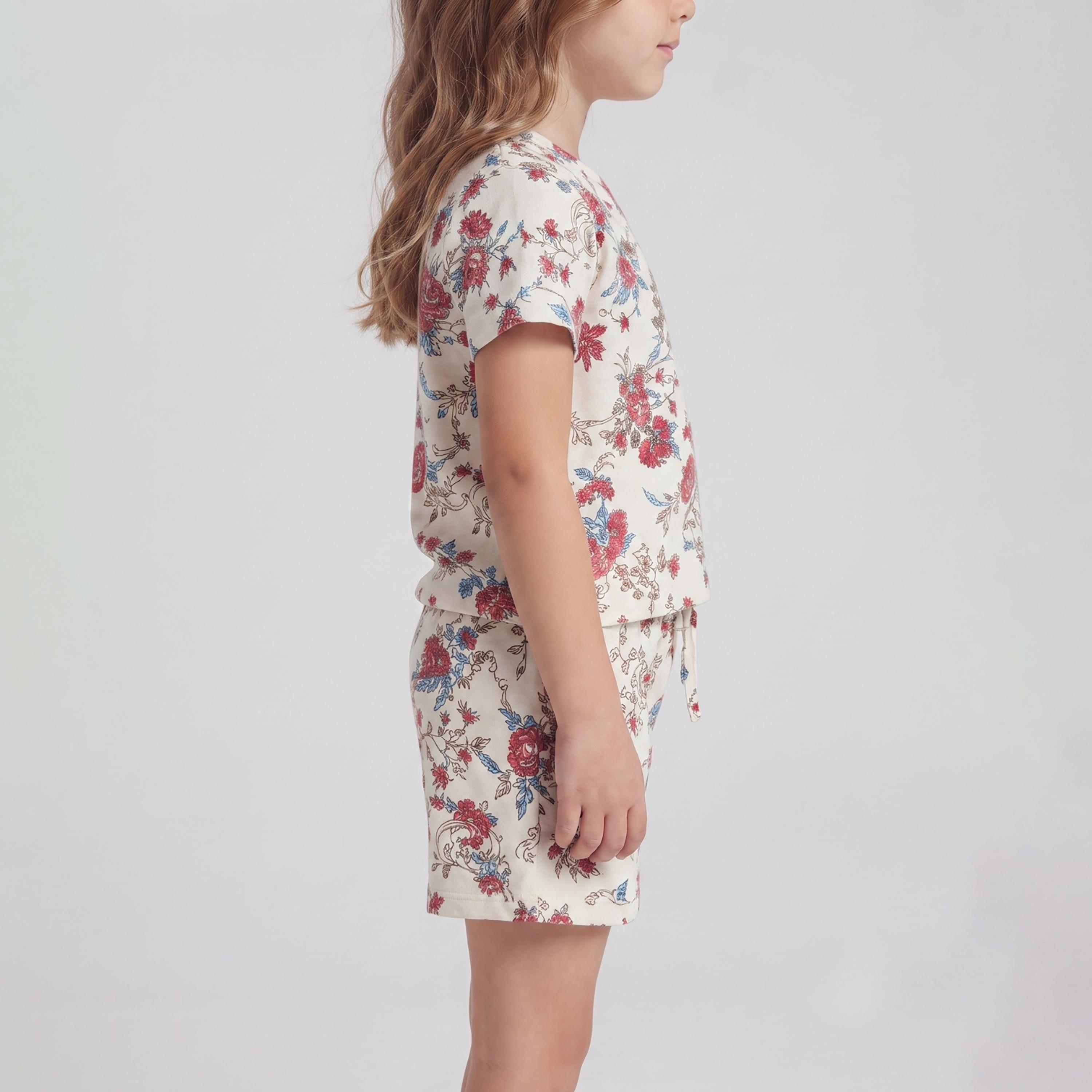 Babyqlo Floral Short Sleeves T-Shirt & Shorts Co-ord Set-baby-girls-clothing-setsandcoords-image-5