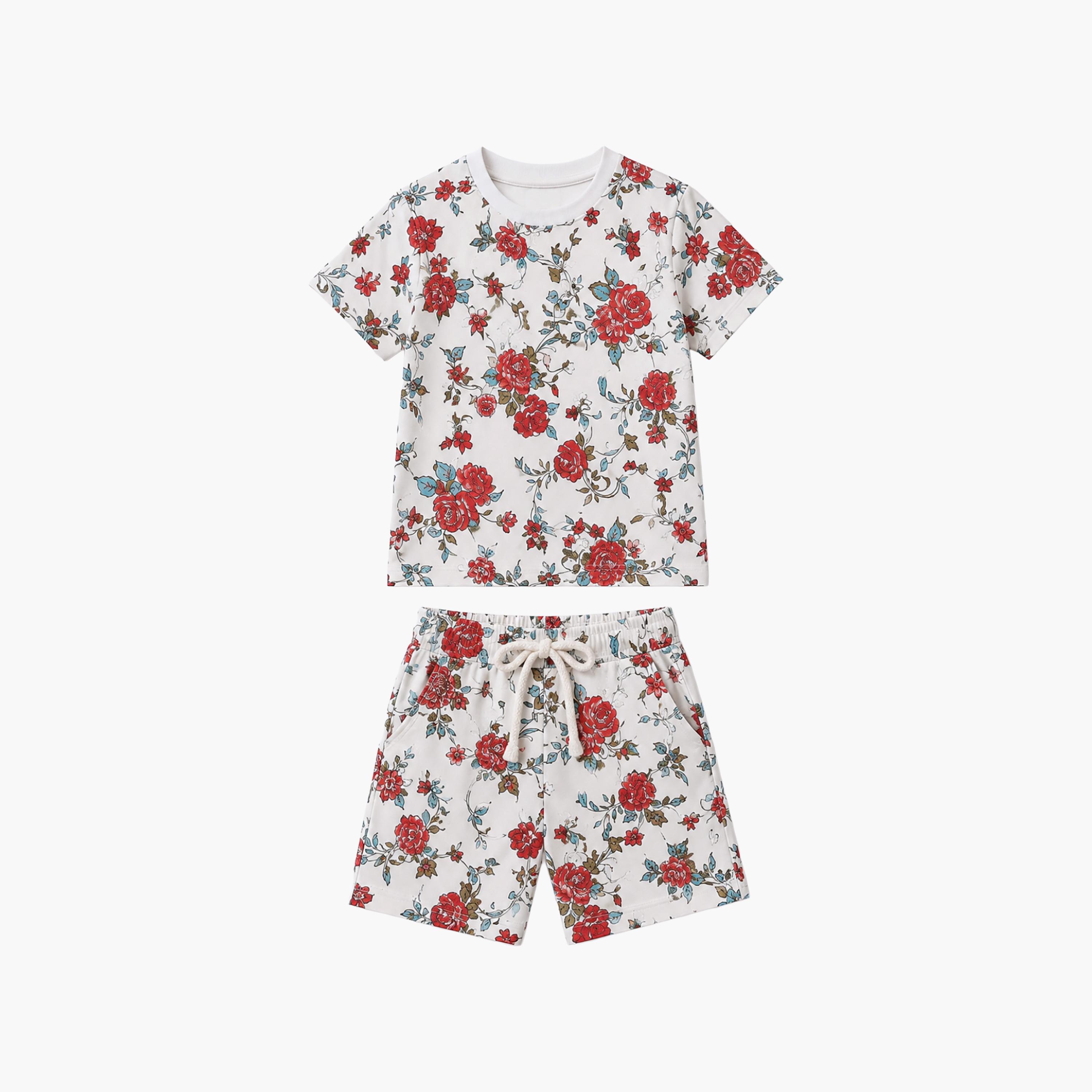Babyqlo Floral Short Sleeves T-Shirt & Shorts Co-ord Set-baby-girls-clothing-setsandcoords-image-6
