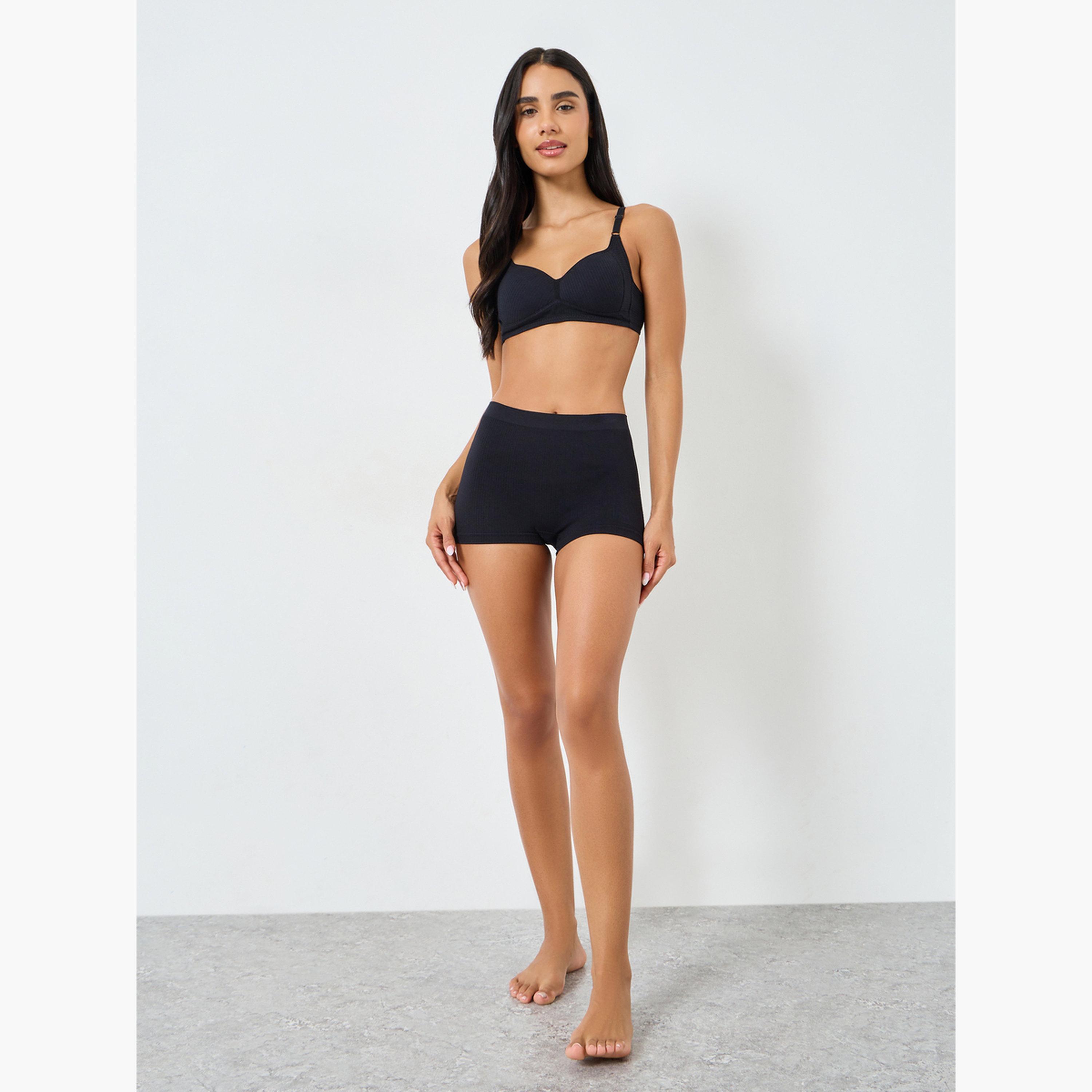 طقم 3 حمالة صدر تيشيرت مبطنة مضلعة بدون أسلاك-women-clothing-lingerie-bras-image-2