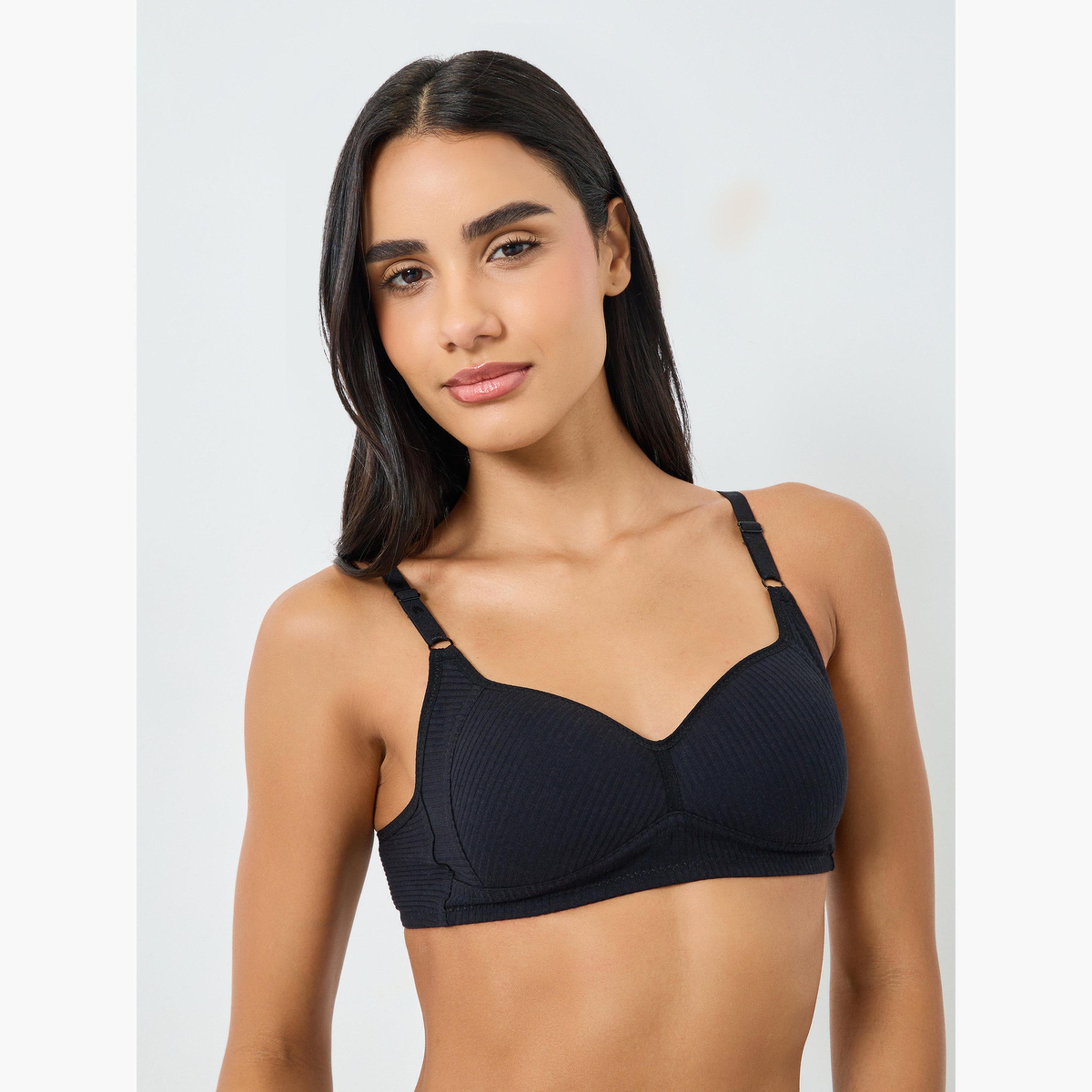 طقم 3 حمالة صدر تيشيرت مبطنة مضلعة بدون أسلاك-women-clothing-lingerie-bras-image-4
