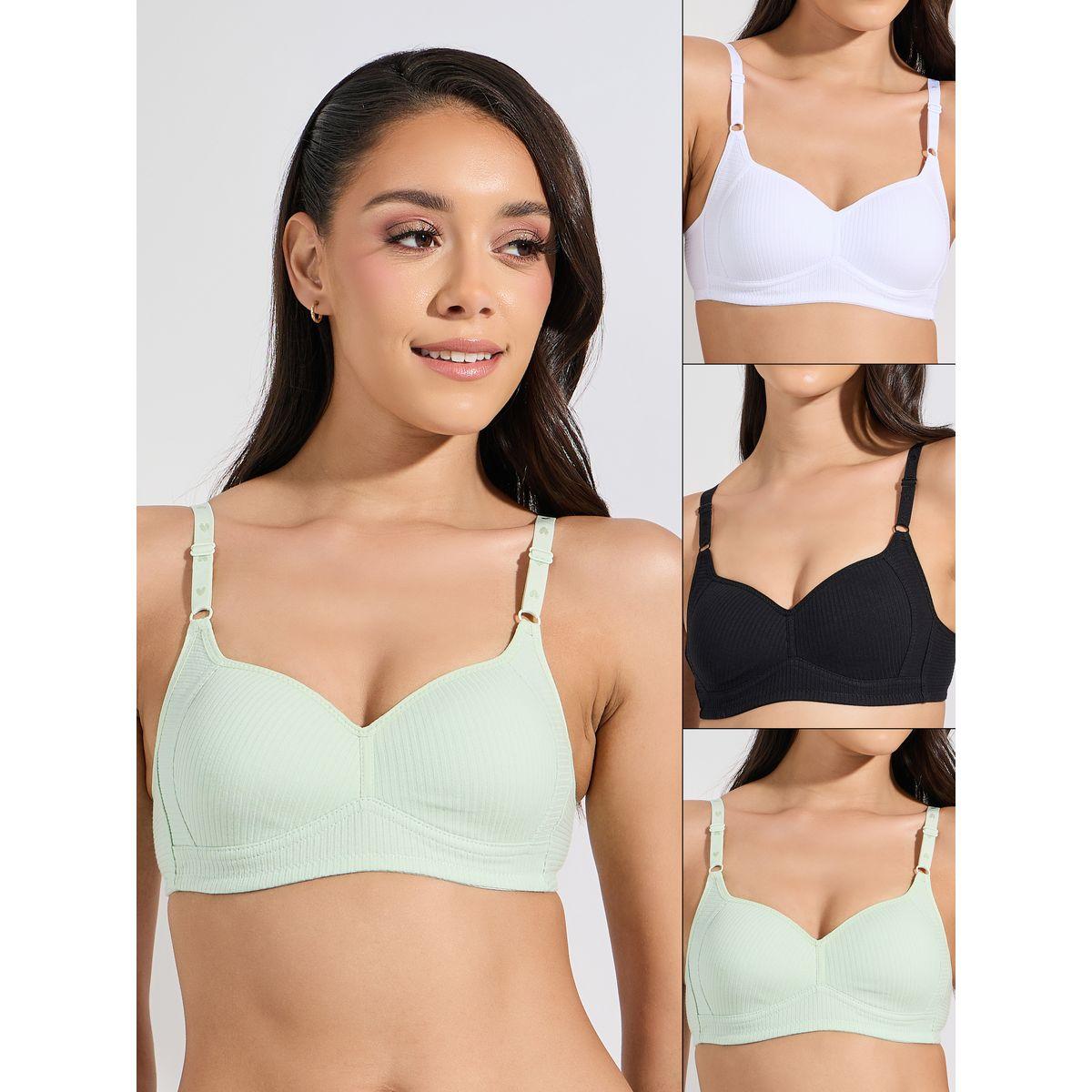 Styli Pack of 3 - Cotton Comfort Rib Non Wired Padded T-shirt Bra-women-clothing-lingerie-bras-image-1