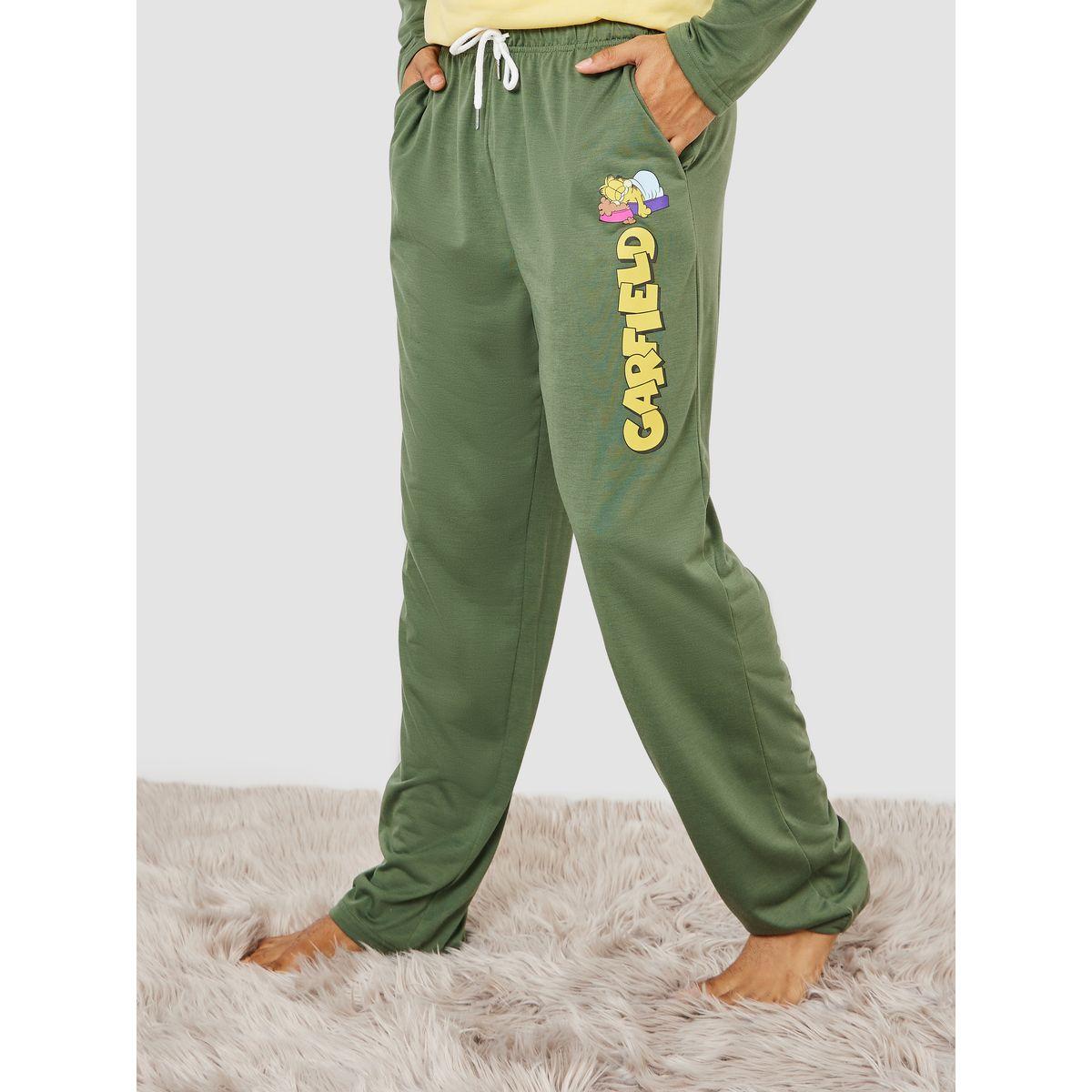 Styli Unwind Garfield Character Graphic Raglan Sleeve T-Shirt & Pyjama Set-men-clothing-nightwear-sets-image-4