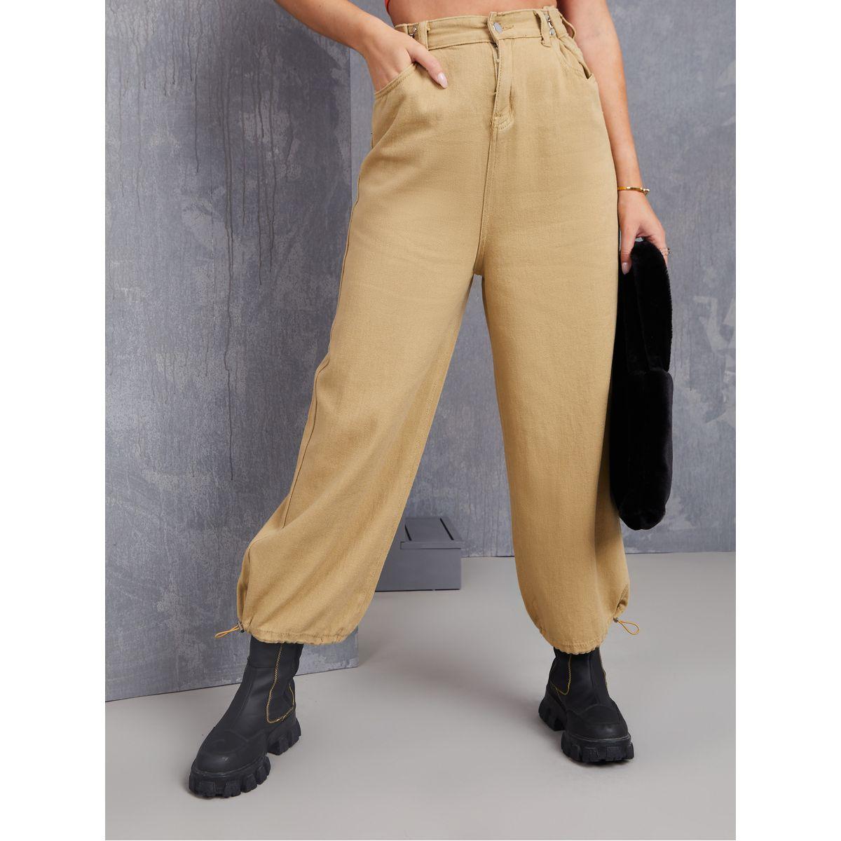 بنطال بقصة فضفاضة وخصر عالي-women-clothing-bottoms-trousers-image-1