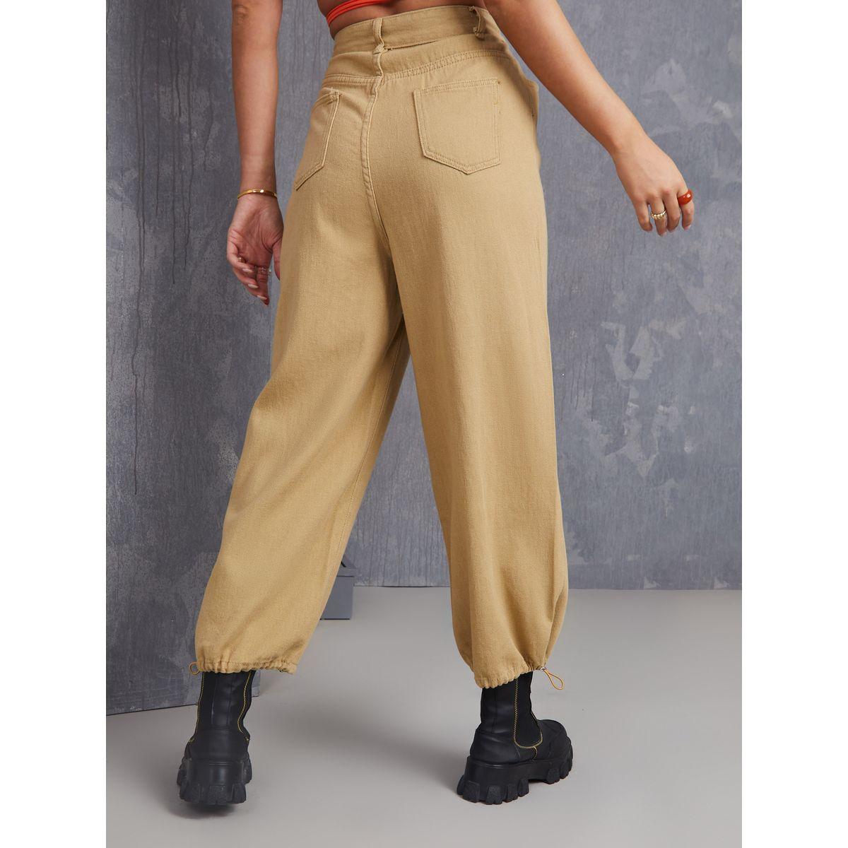 بنطال بقصة فضفاضة وخصر عالي-women-clothing-bottoms-trousers-image-5