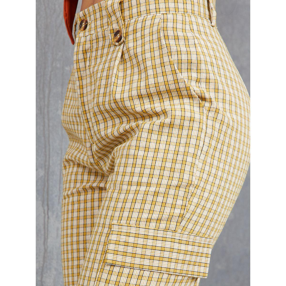 جوغر مطبع بمربعات مع جيوب مطوية-women-clothing-bottoms-joggers-image-3