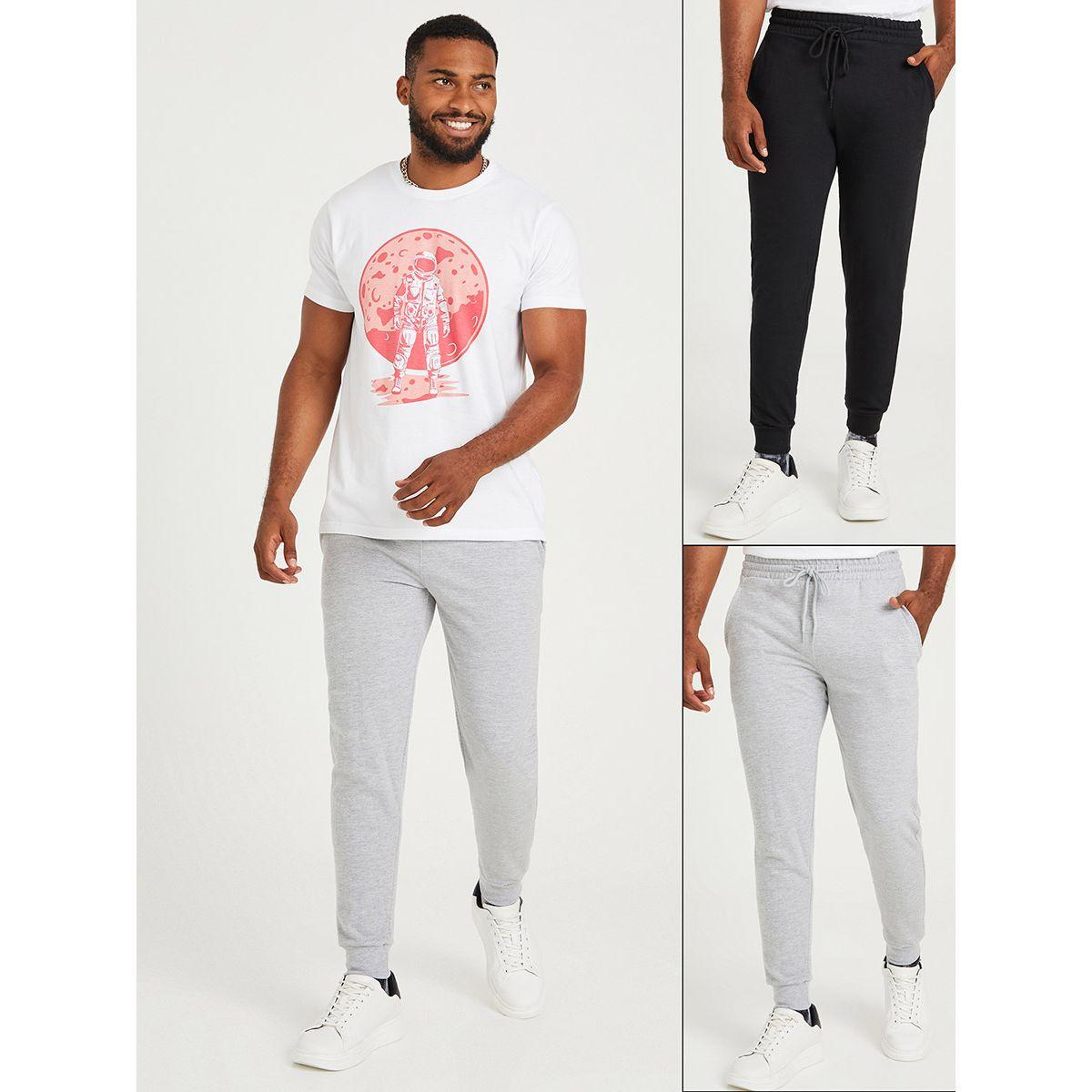 Styli Pack of 2 - Solid French Terry Slim Fit Jogger-men-clothing-bottoms-joggers-image-1