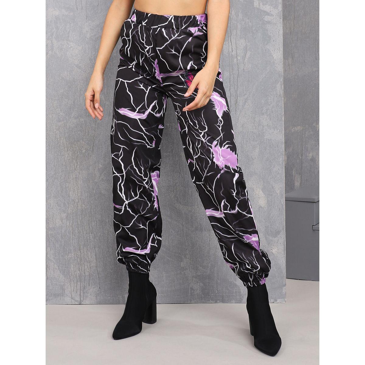 بنطال مطبع بالكامل مع خصر عالي-women-clothing-bottoms-trousers-image-1