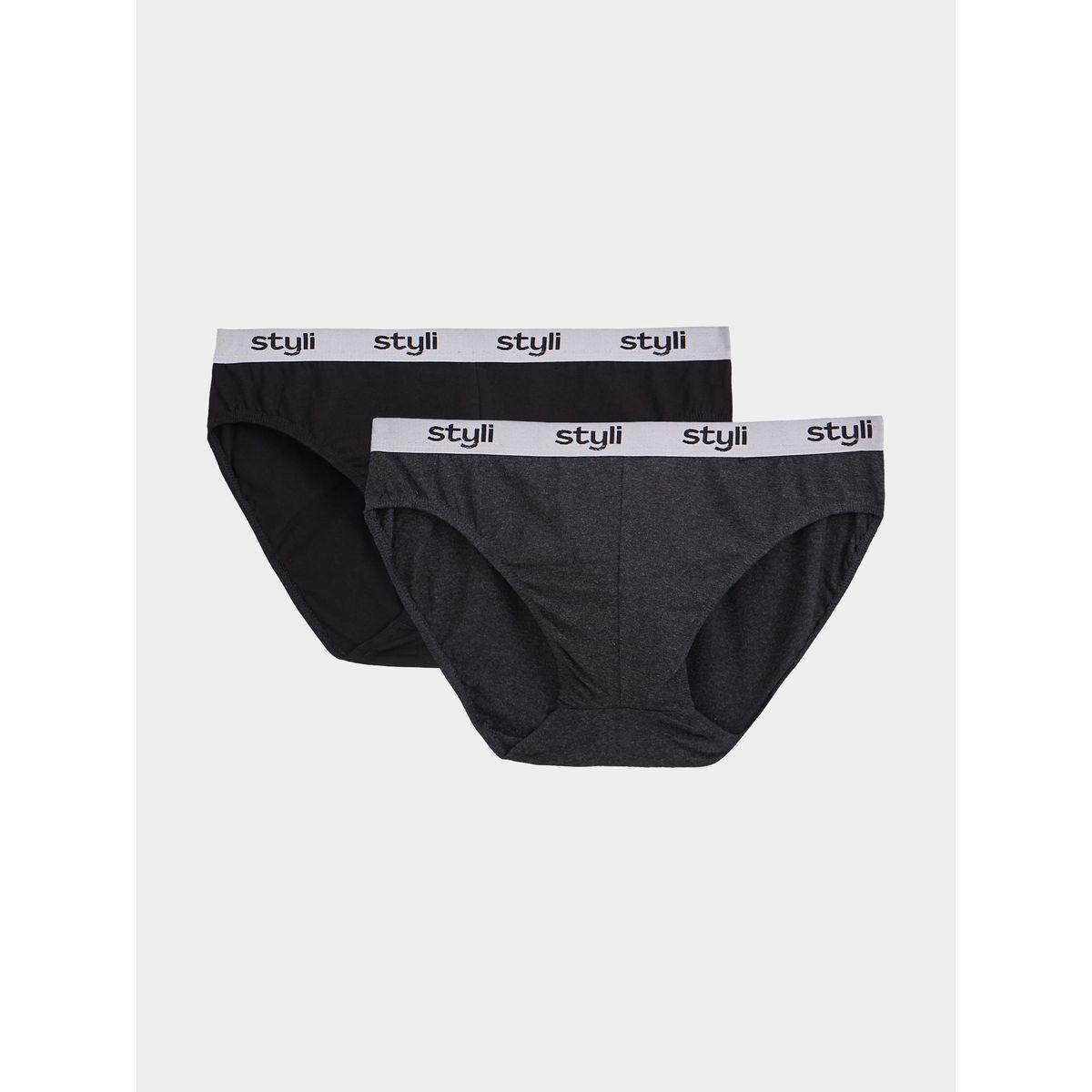 Styli Set of 2 - Logo Print Waistband Briefs-men-clothing-innerwear-underwear-image-1