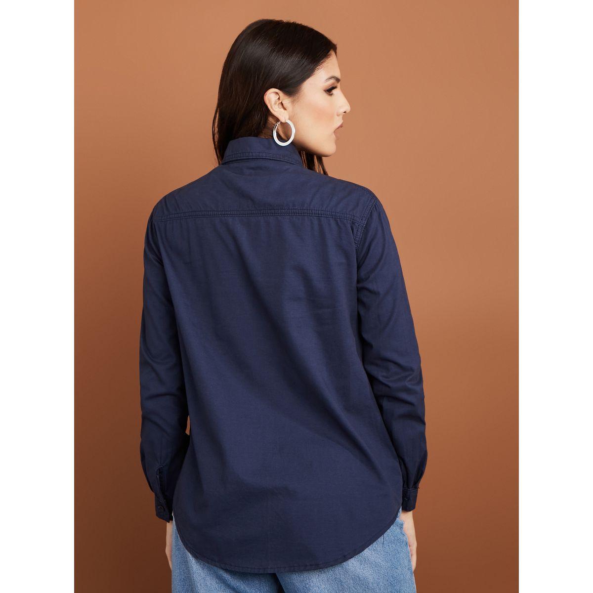 Styli Long Sleeves Denim Regular Fit Shirt with Patch Pocket-women-clothing-shirtsandblouses-shirts-image-5