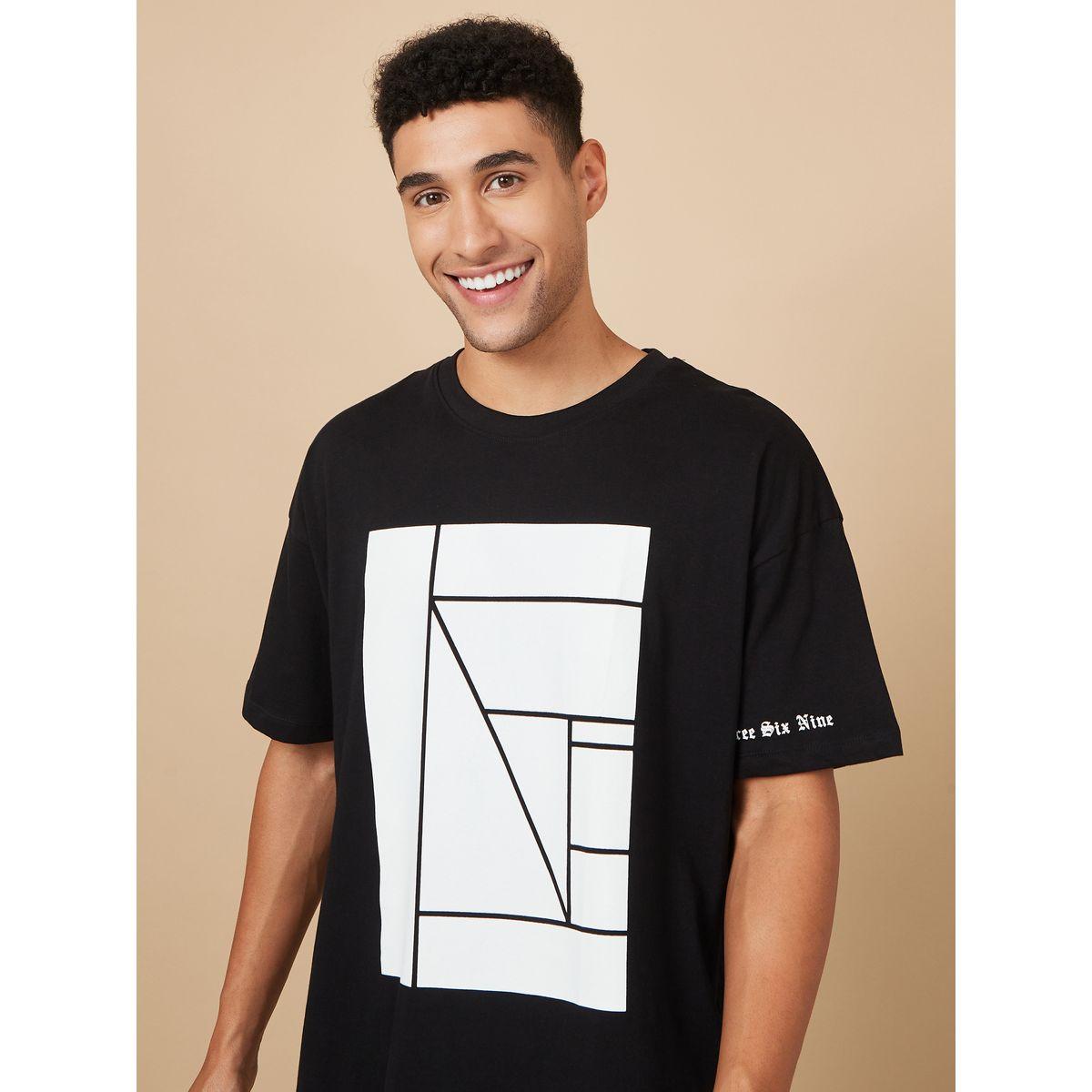 Styli Front Geo Graphic Oversized T-Shirt with Sleeve Print-men-clothing-tshirtsandpolos-tshirts-image-1