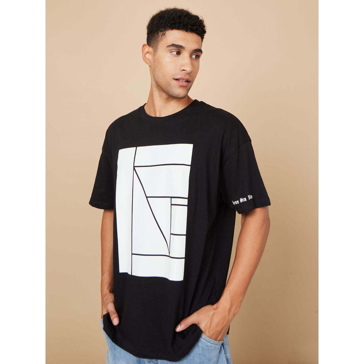 Styli Front Geo Graphic Oversized T-Shirt with Sleeve Print-men-clothing-tshirtsandpolos-tshirts-image-2