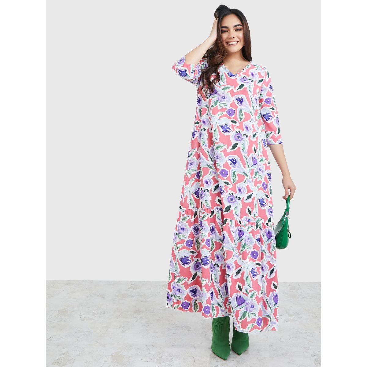 فستان طويل مطبع بزهور-women-clothing-dresses-image-1